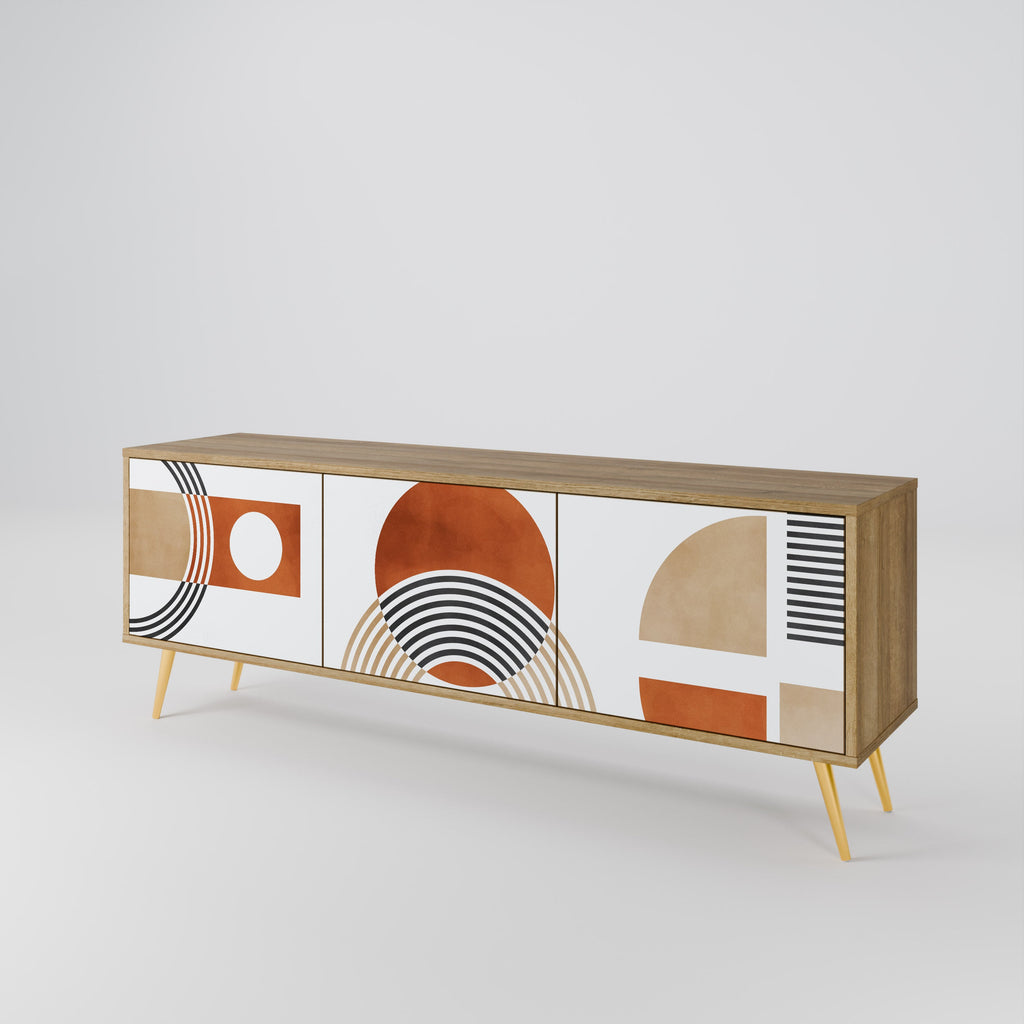 CIRCLE RHYTM Móvel de TV com 3 Portas em Efeito Carvalho