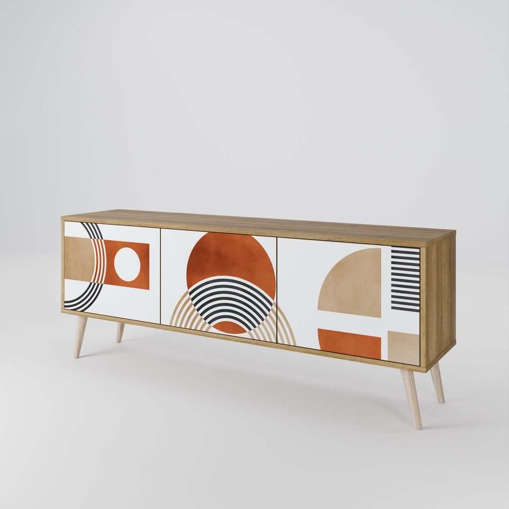 CIRCLE RHYTM Móvel de TV com 3 Portas em Efeito Carvalho