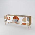 CIRCLE RHYTM Móvel de TV com 3 Portas em Efeito Carvalho