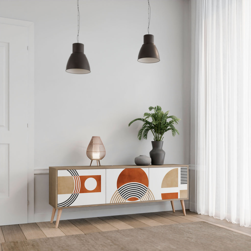 CIRCLE RHYTM Móvel de TV com 3 Portas em Efeito Carvalho