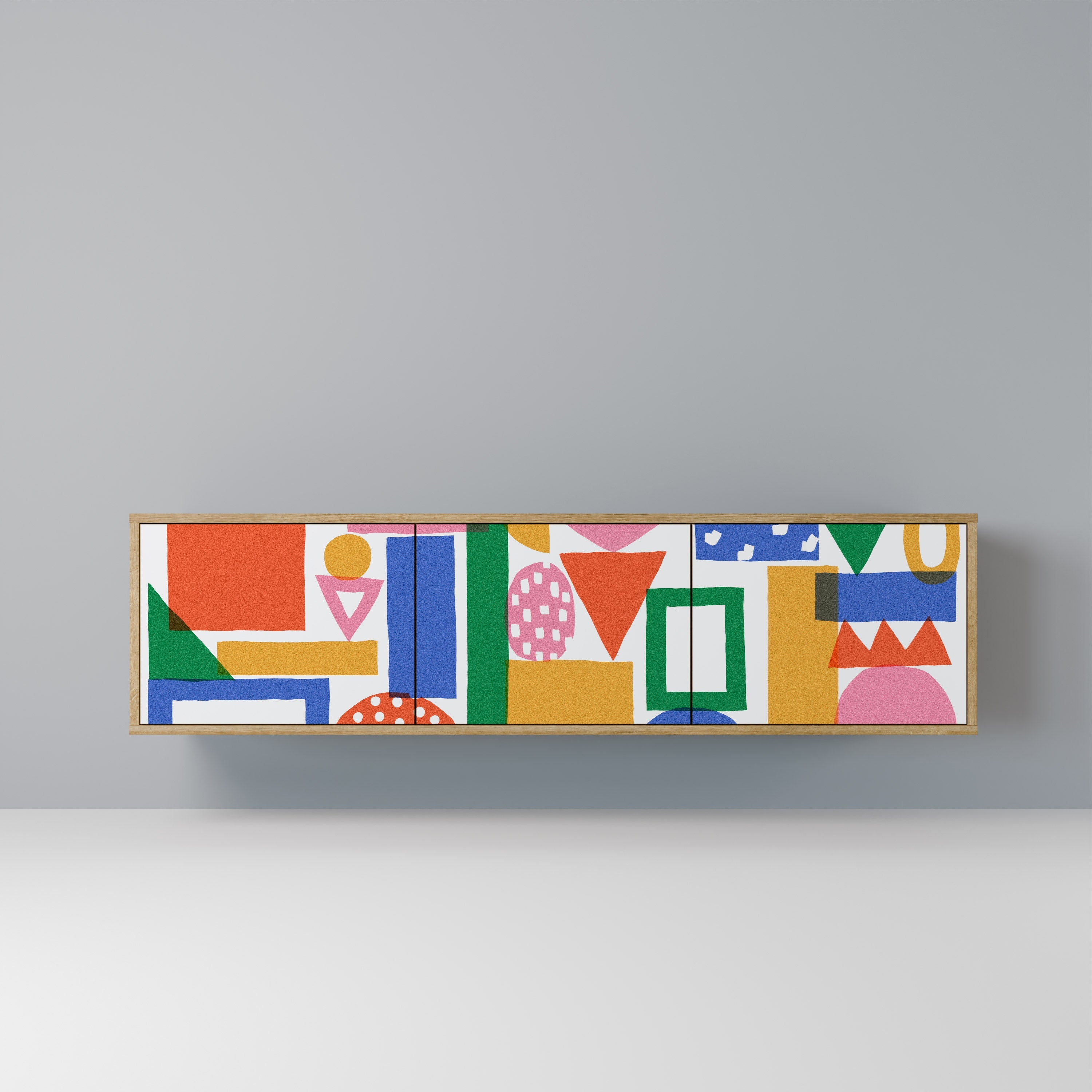 GEOMETRIC GLIMMER Móvel de TV com 3 Portas em Efeito Carvalho