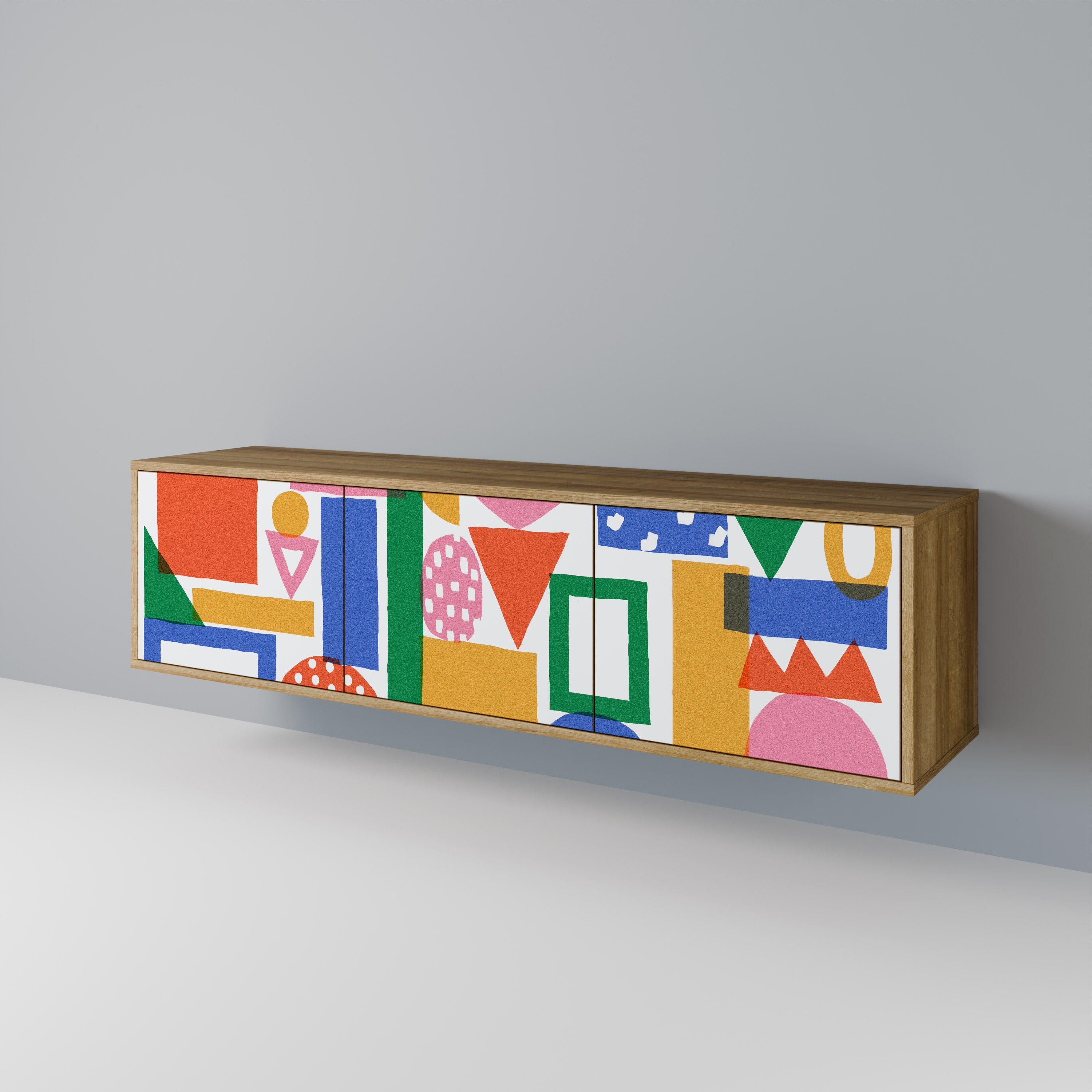 GEOMETRIC GLIMMER Móvel de TV com 3 Portas em Efeito Carvalho