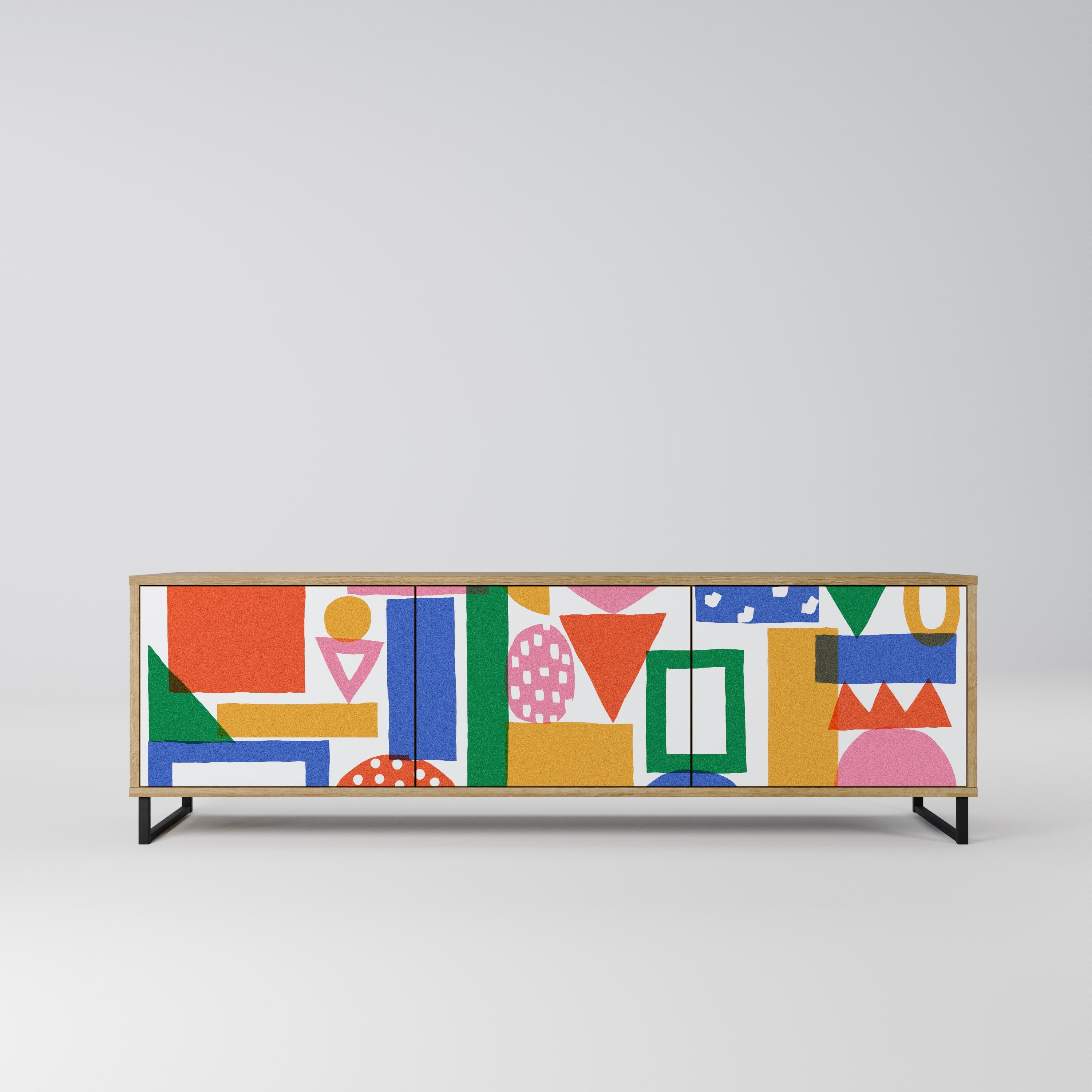 GEOMETRIC GLIMMER Móvel de TV com 3 Portas em Efeito Carvalho