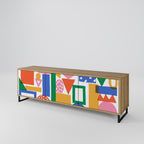 GEOMETRIC GLIMMER Móvel de TV com 3 Portas em Efeito Carvalho