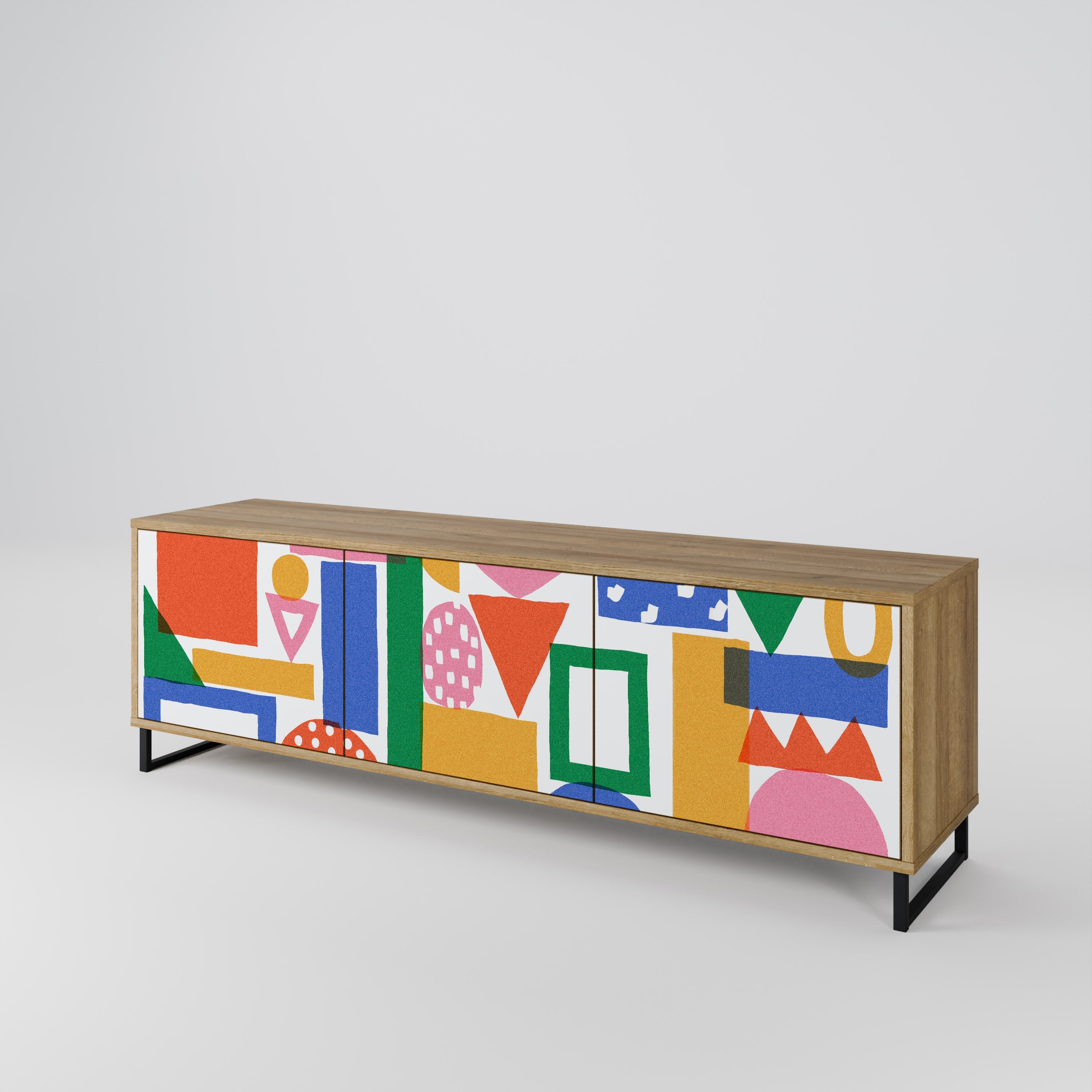 GEOMETRIC GLIMMER Móvel de TV com 3 Portas em Efeito Carvalho