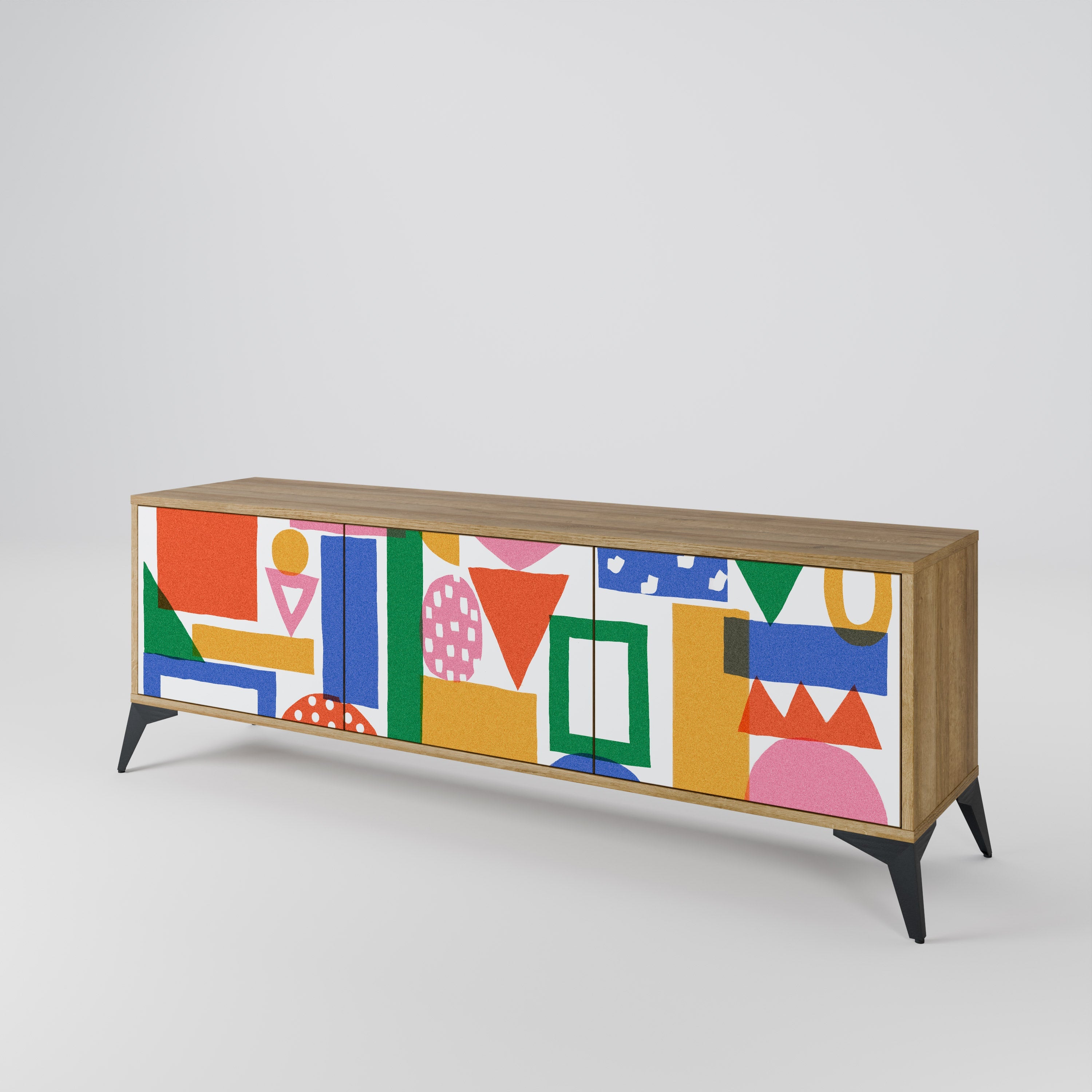 GEOMETRIC GLIMMER Móvel de TV com 3 Portas em Efeito Carvalho