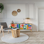 GEOMETRIC GLIMMER Móvel de TV com 3 Portas em Efeito Carvalho