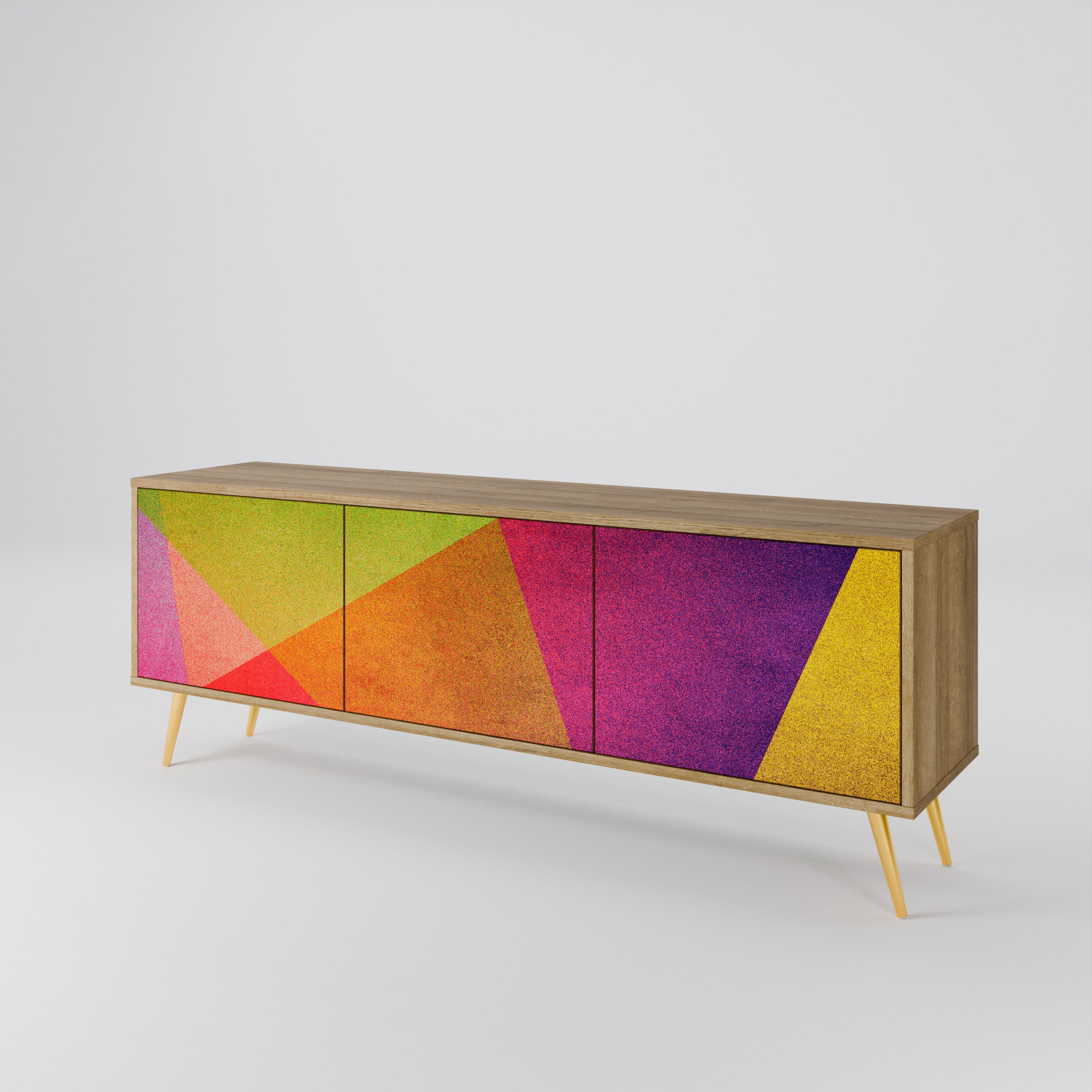 VIVID GEOMETRY Móvel de TV com 3 Portas em Efeito Carvalho