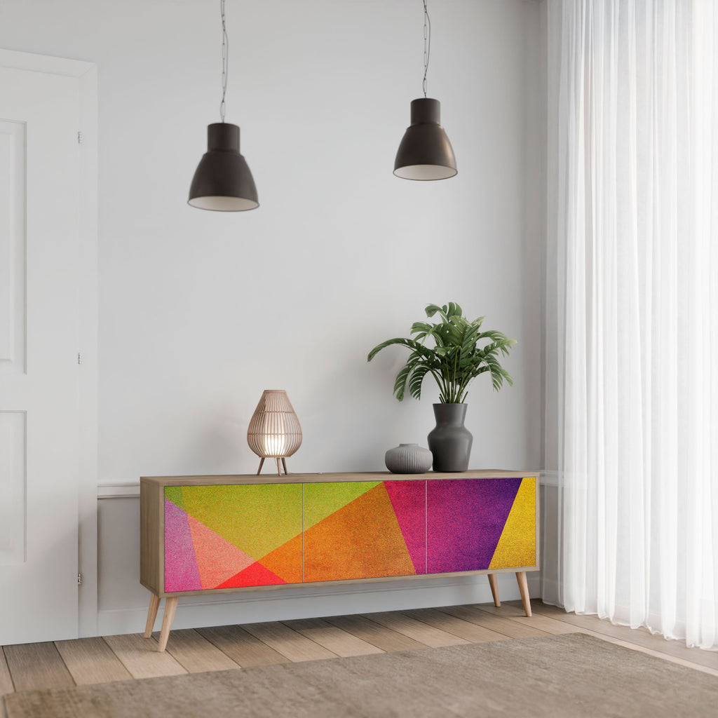 VIVID GEOMETRY Móvel de TV com 3 Portas em Efeito Carvalho