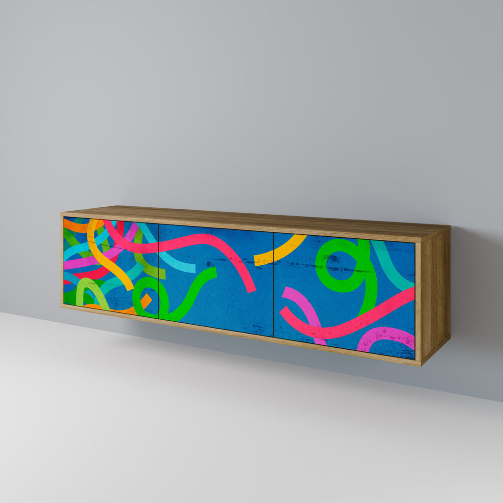 STREAMER TANGLE Móvel de TV com 3 Portas em Efeito Carvalho