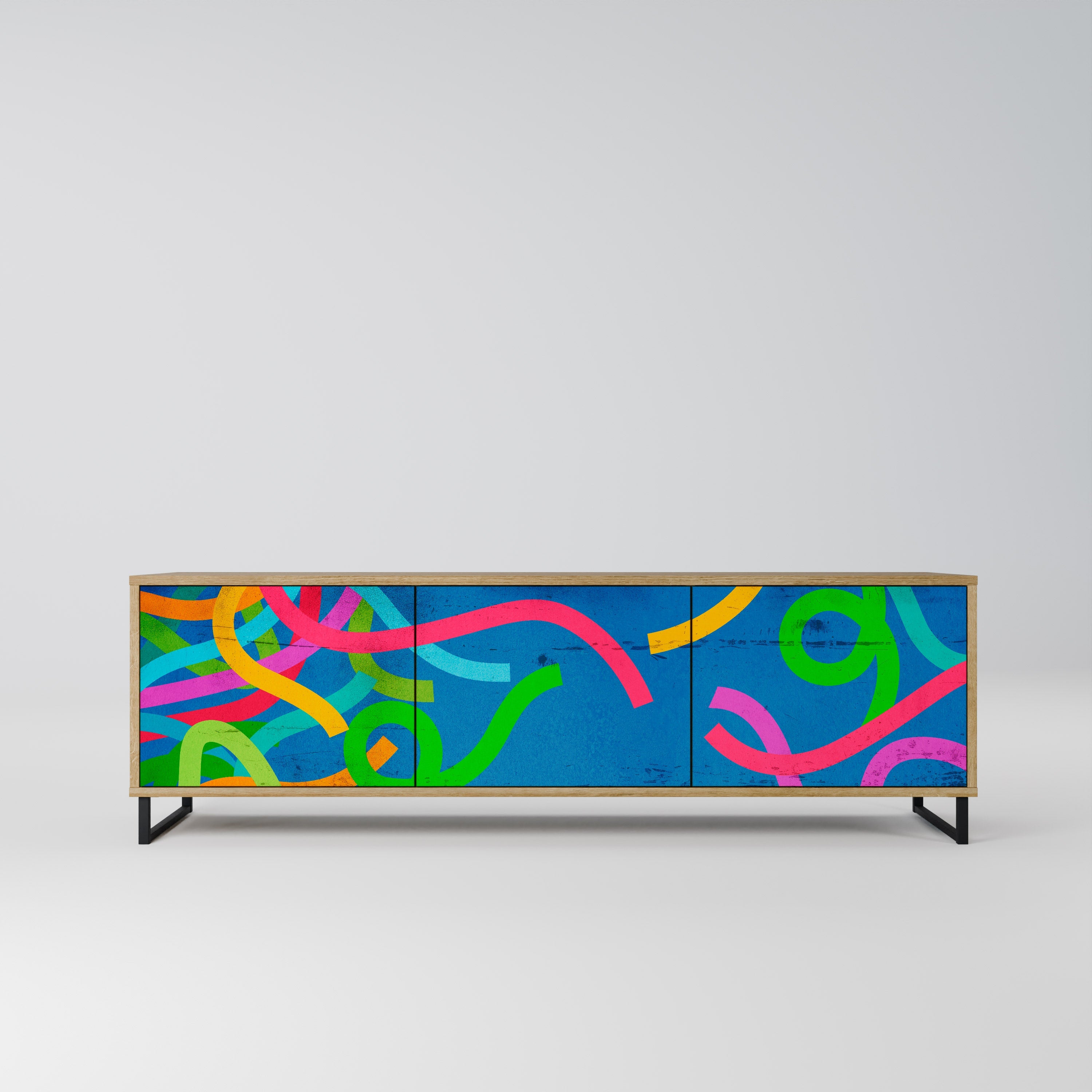 STREAMER TANGLE Móvel de TV com 3 Portas em Efeito Carvalho