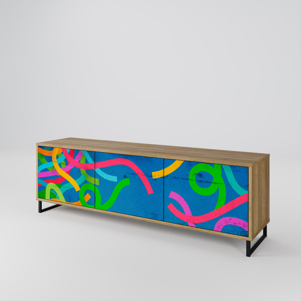 STREAMER TANGLE Móvel de TV com 3 Portas em Efeito Carvalho