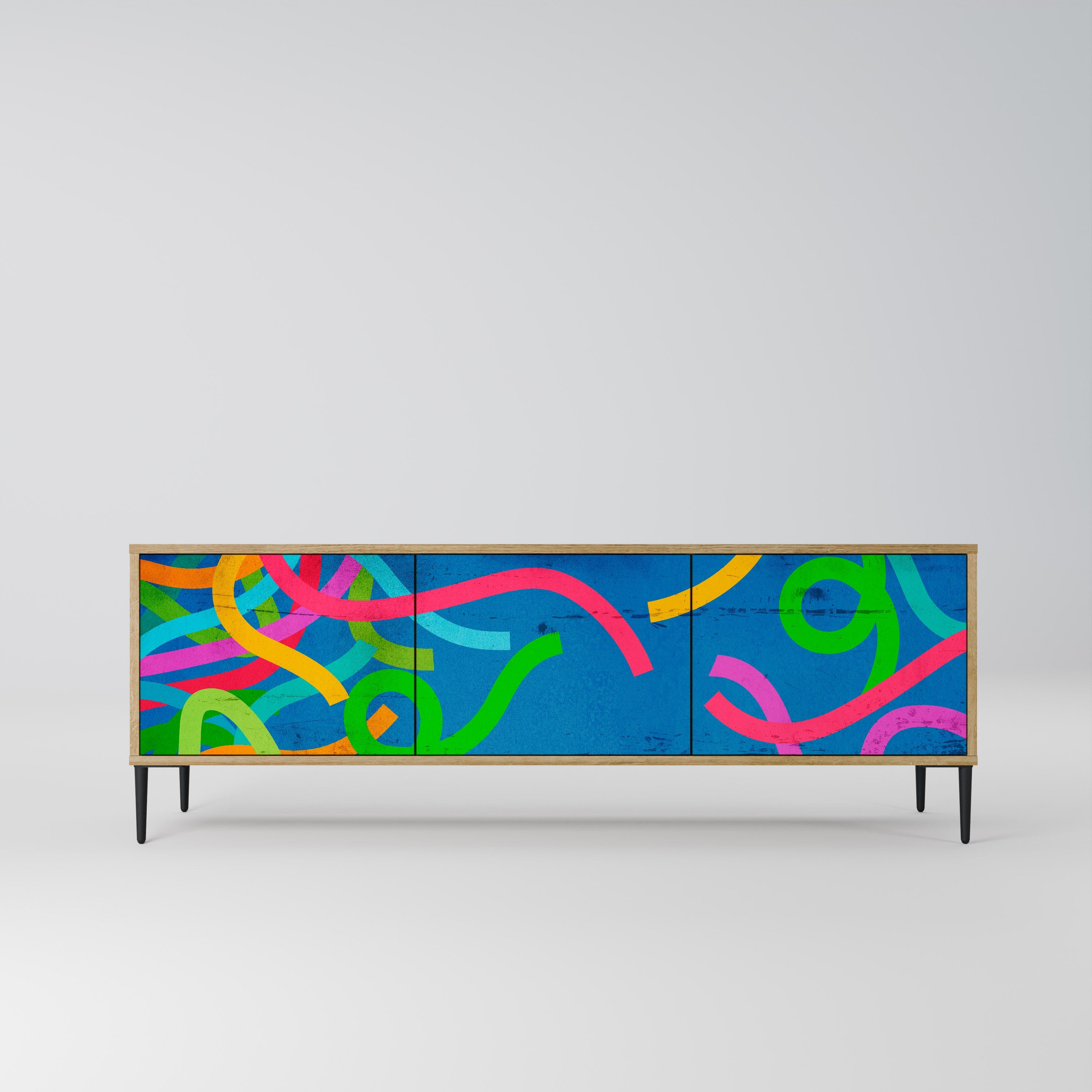 STREAMER TANGLE Móvel de TV com 3 Portas em Efeito Carvalho