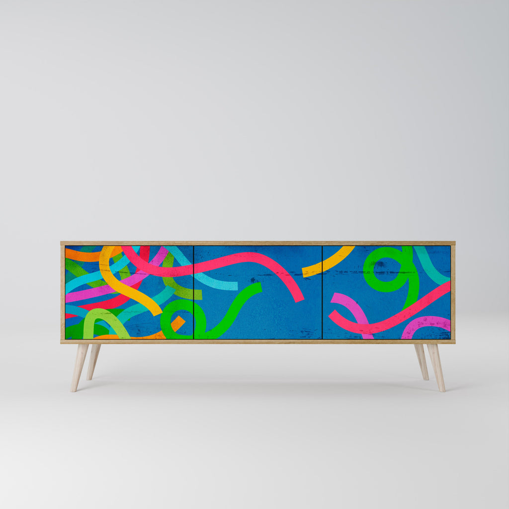 STREAMER TANGLE Móvel de TV com 3 Portas em Efeito Carvalho