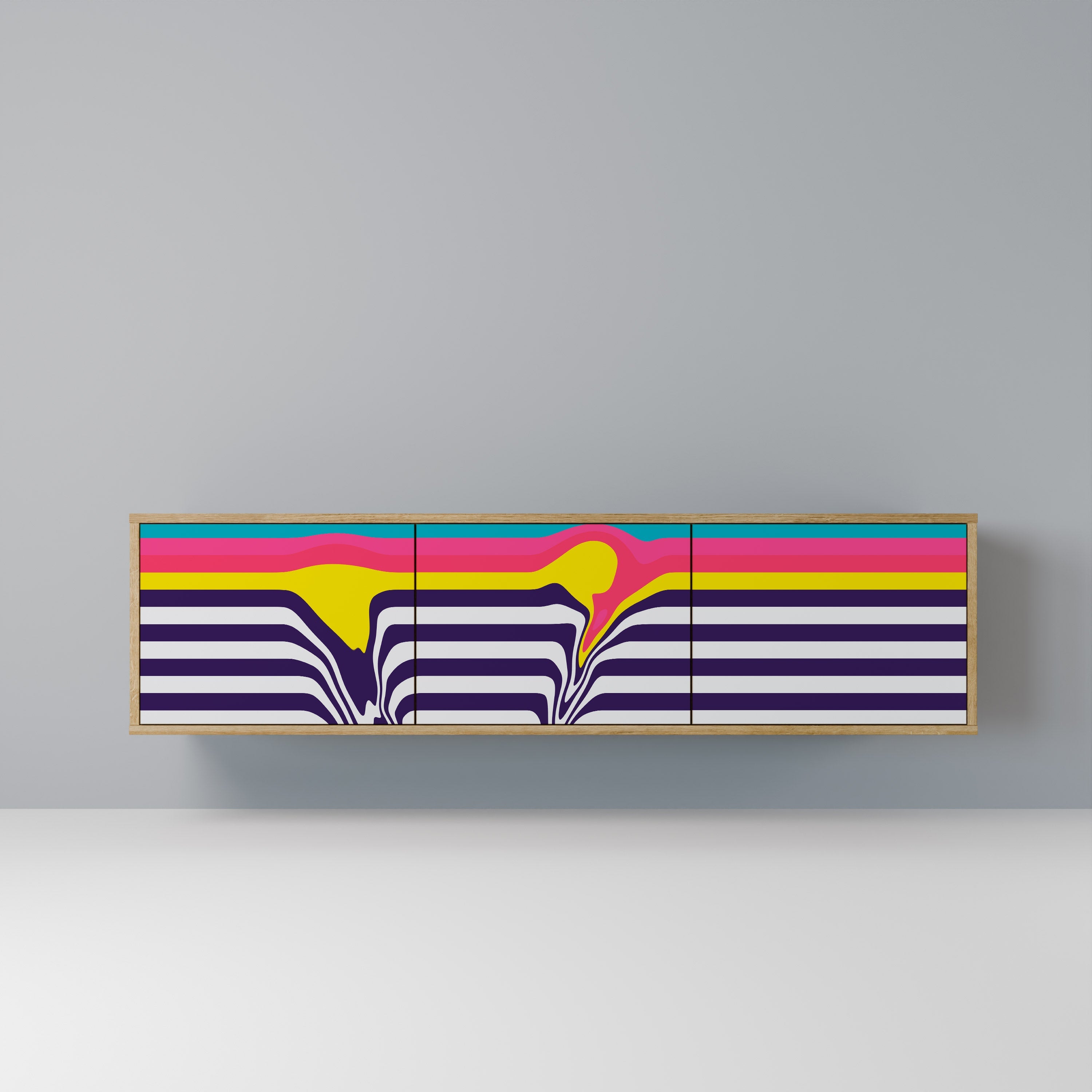 TONE COLLAPSE Móvel de TV com 3 Portas em Efeito Carvalho