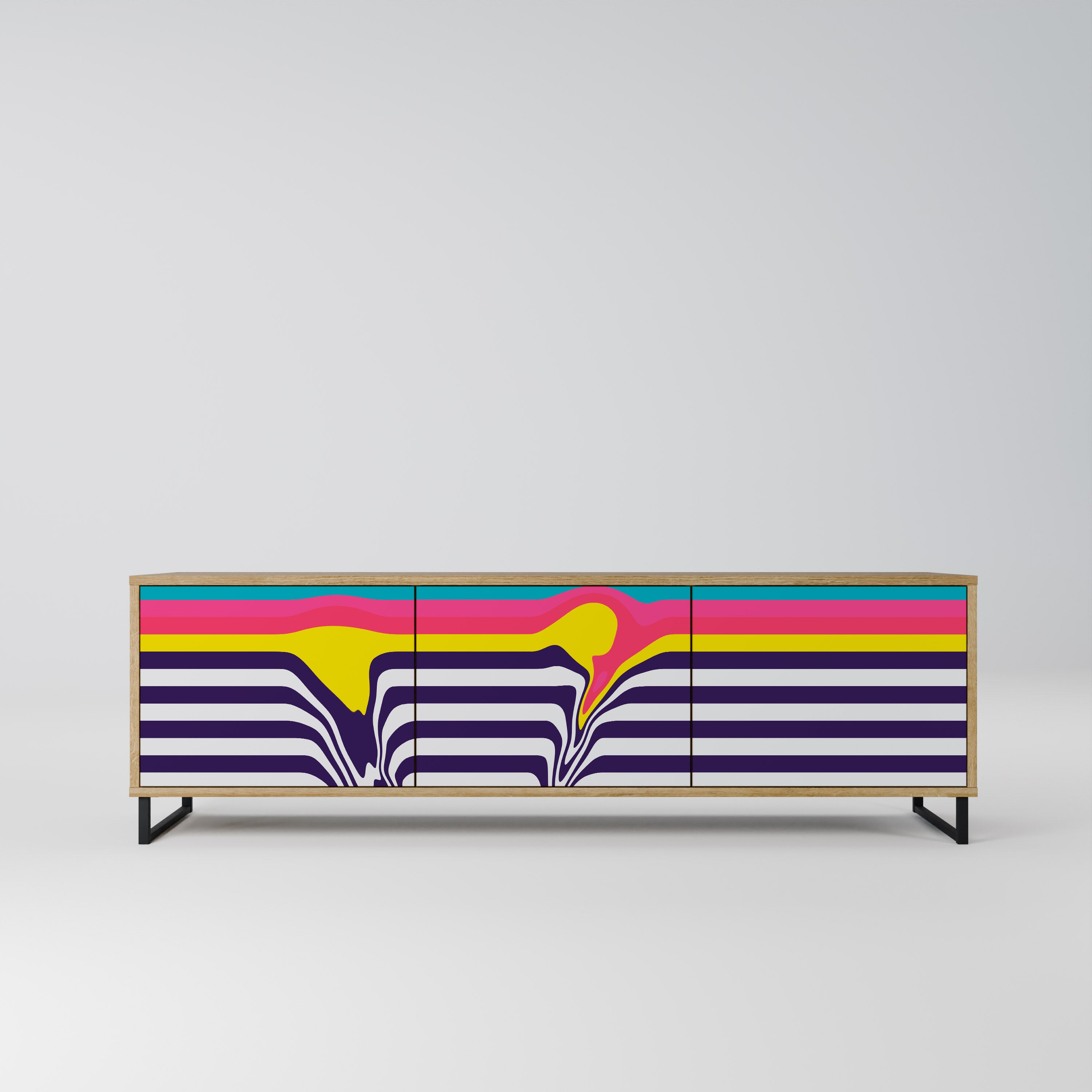 TONE COLLAPSE Móvel de TV com 3 Portas em Efeito Carvalho