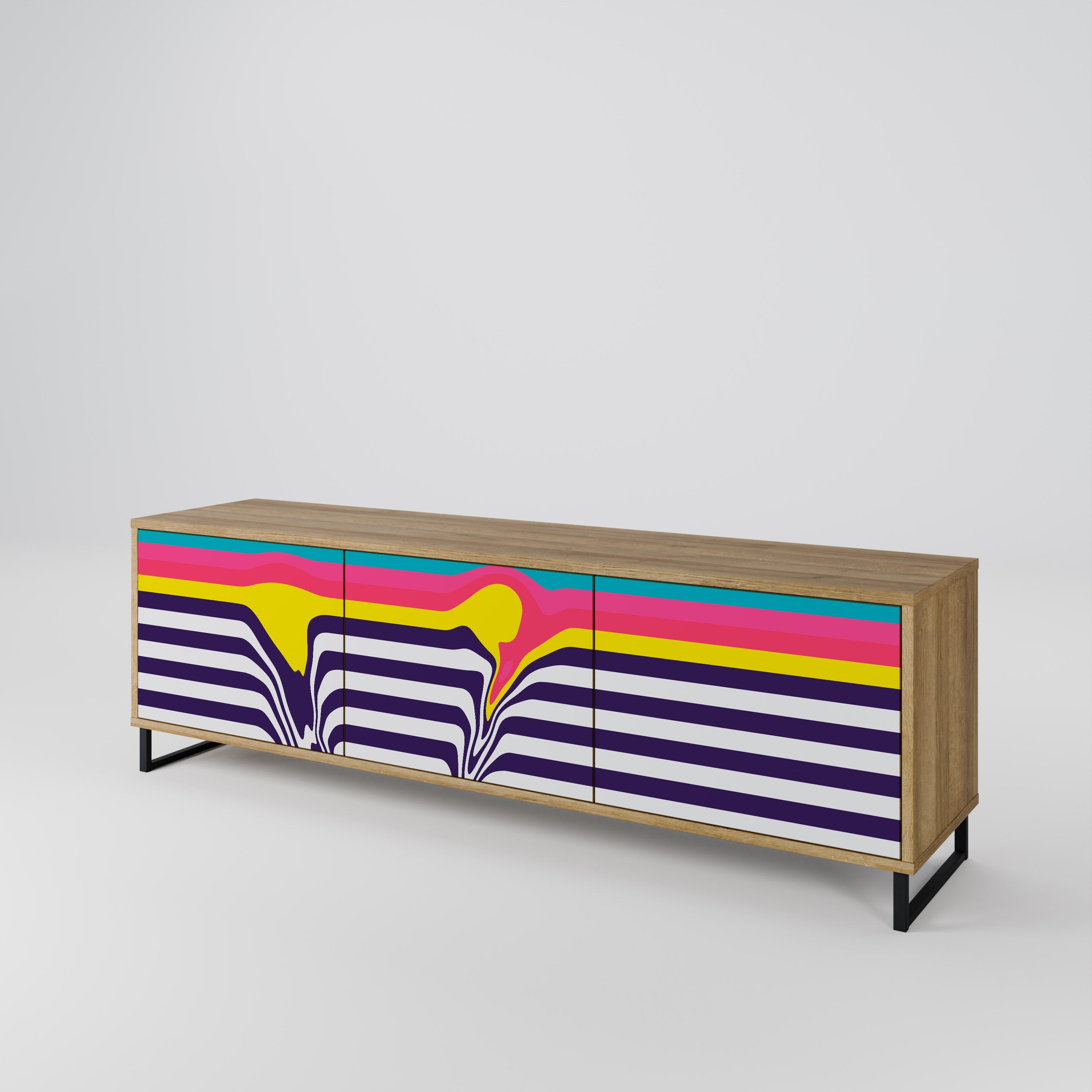 TONE COLLAPSE Móvel de TV com 3 Portas em Efeito Carvalho