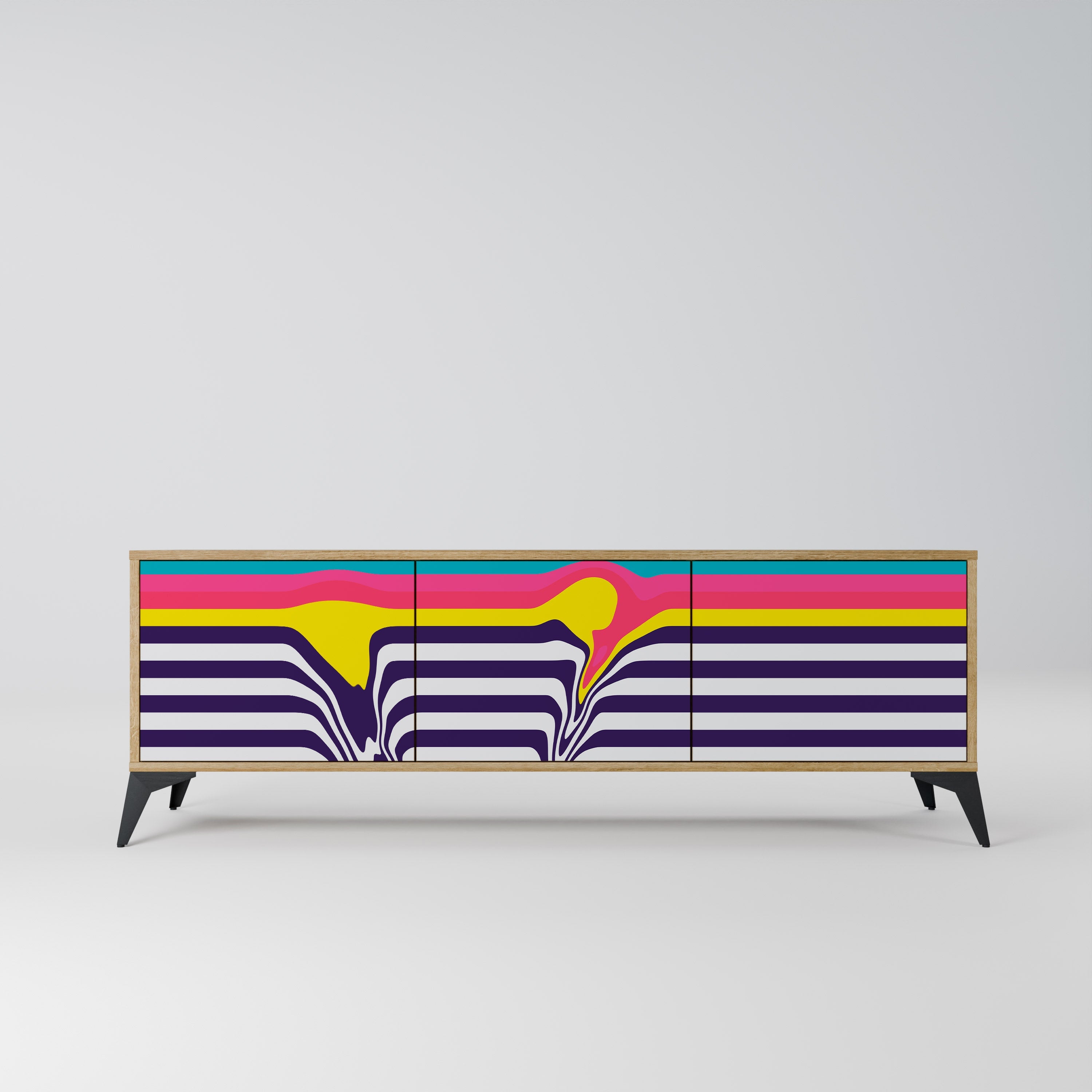 TONE COLLAPSE Móvel de TV com 3 Portas em Efeito Carvalho