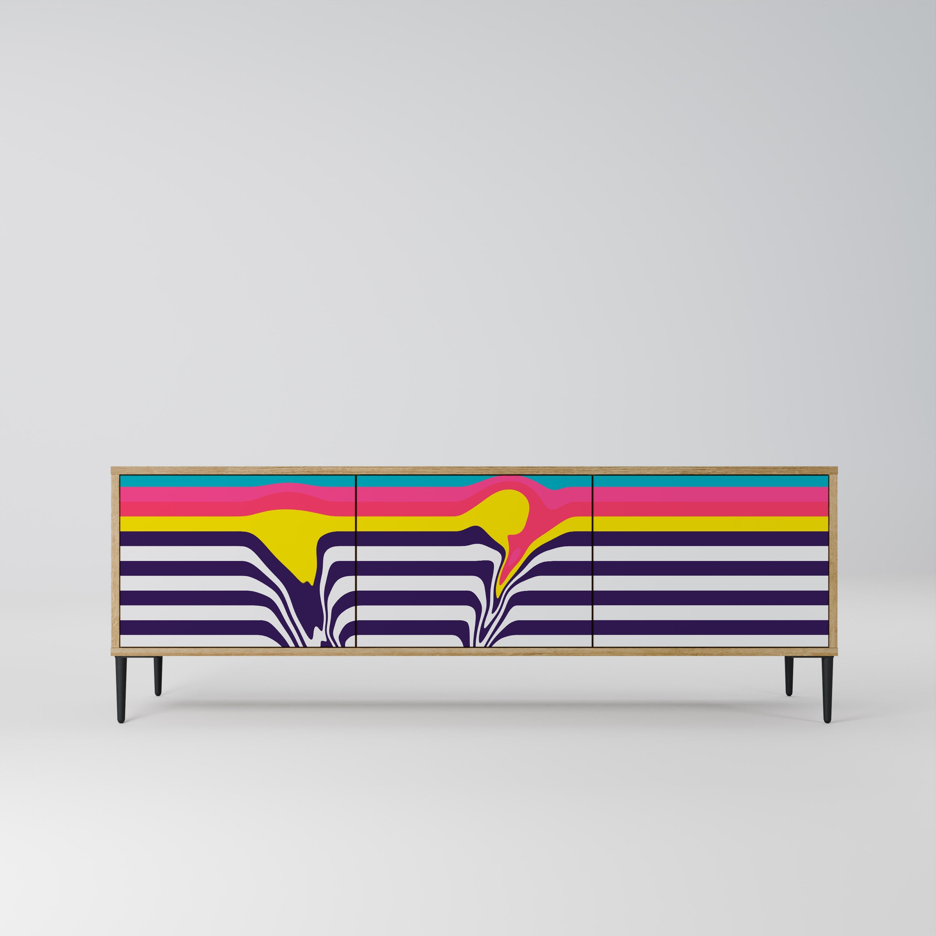 TONE COLLAPSE Móvel de TV com 3 Portas em Efeito Carvalho