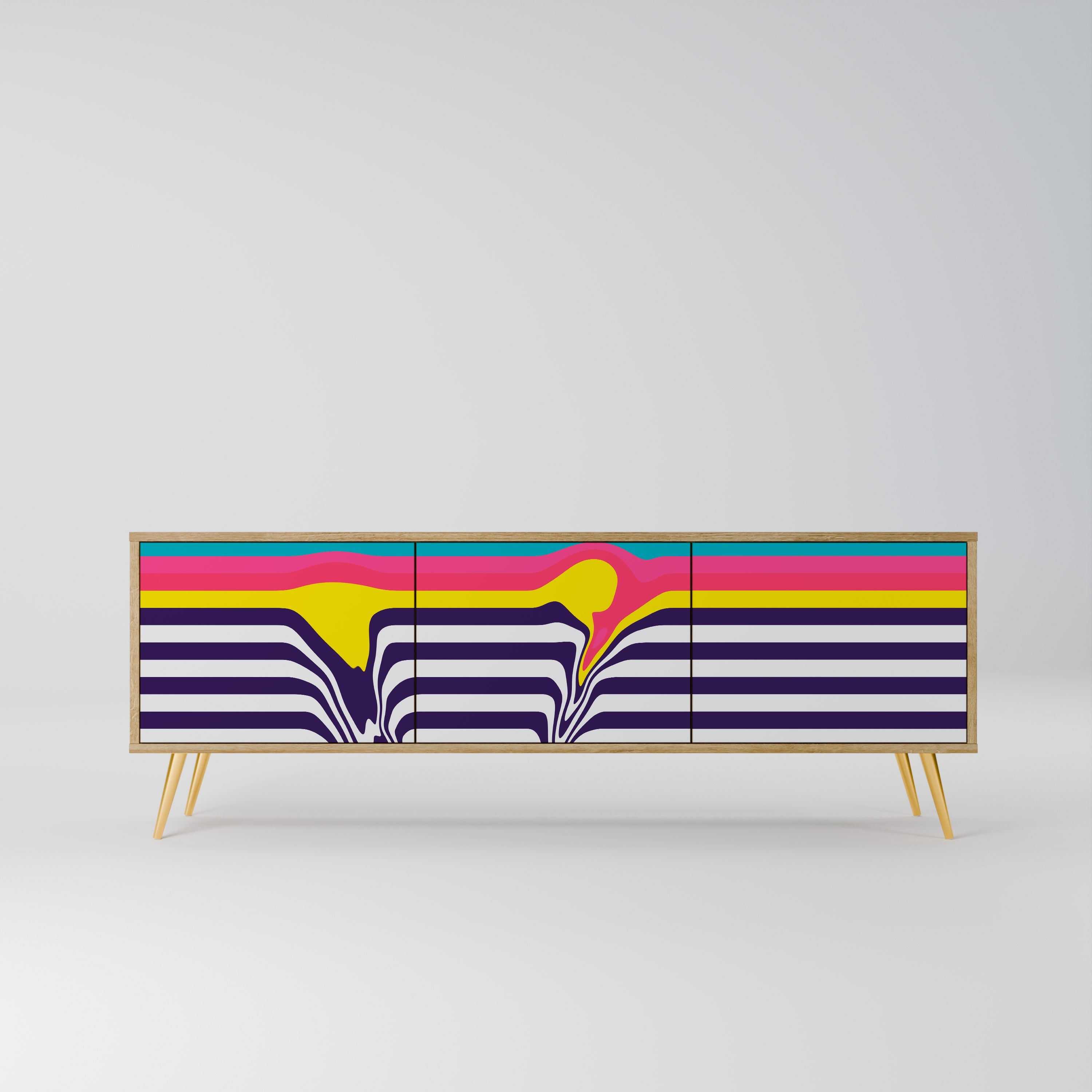 TONE COLLAPSE Móvel de TV com 3 Portas em Efeito Carvalho