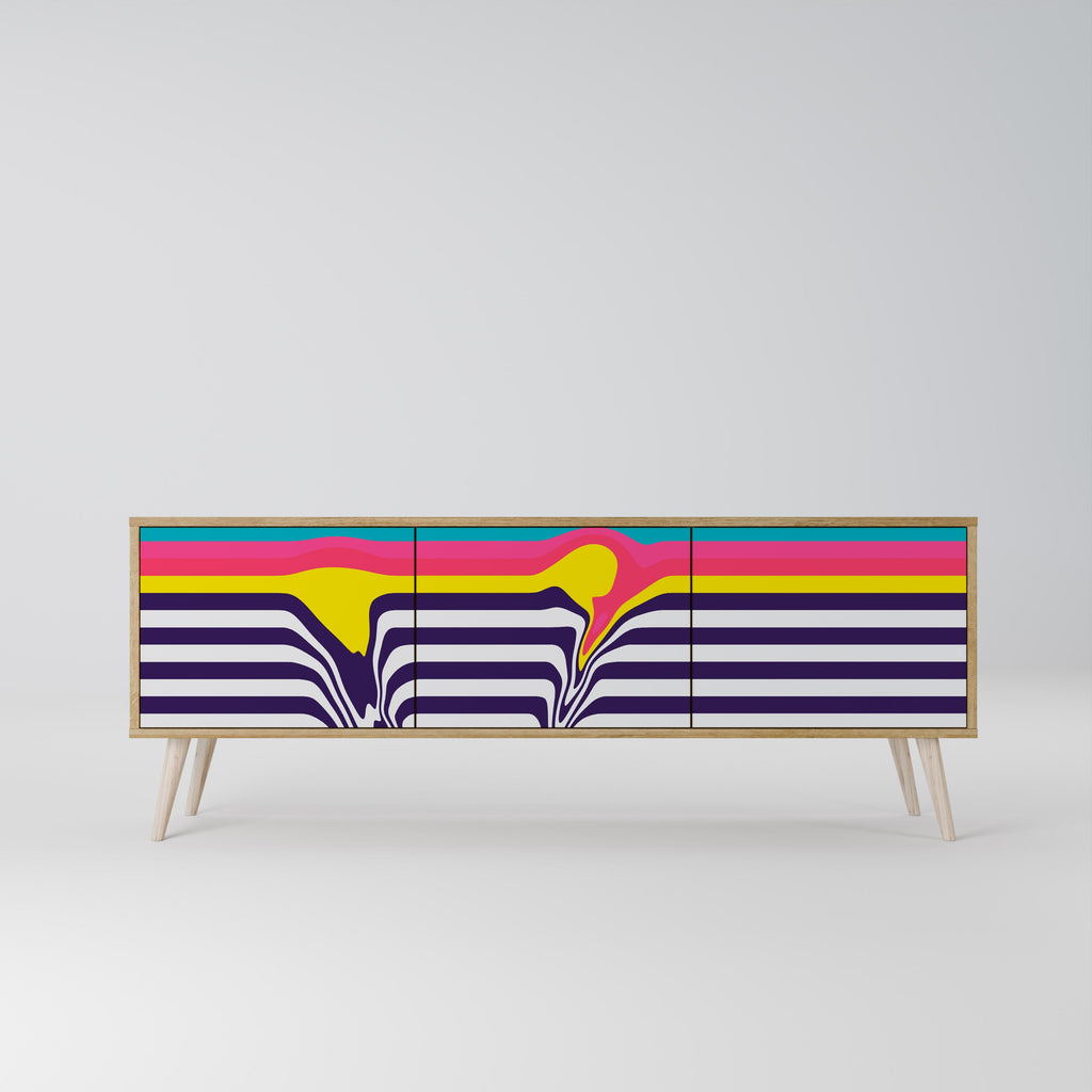 TONE COLLAPSE Móvel de TV com 3 Portas em Efeito Carvalho