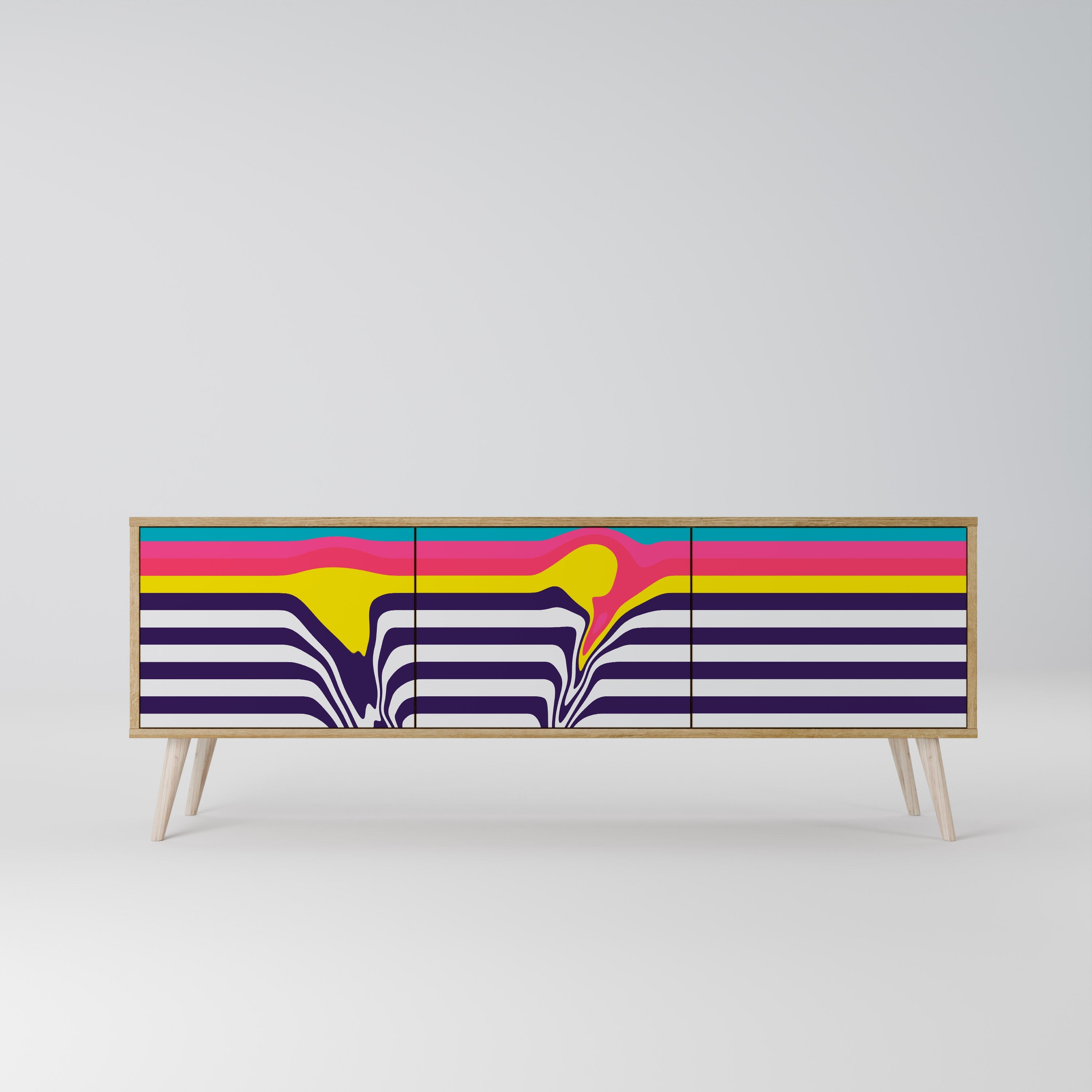 TONE COLLAPSE Móvel de TV com 3 Portas em Efeito Carvalho