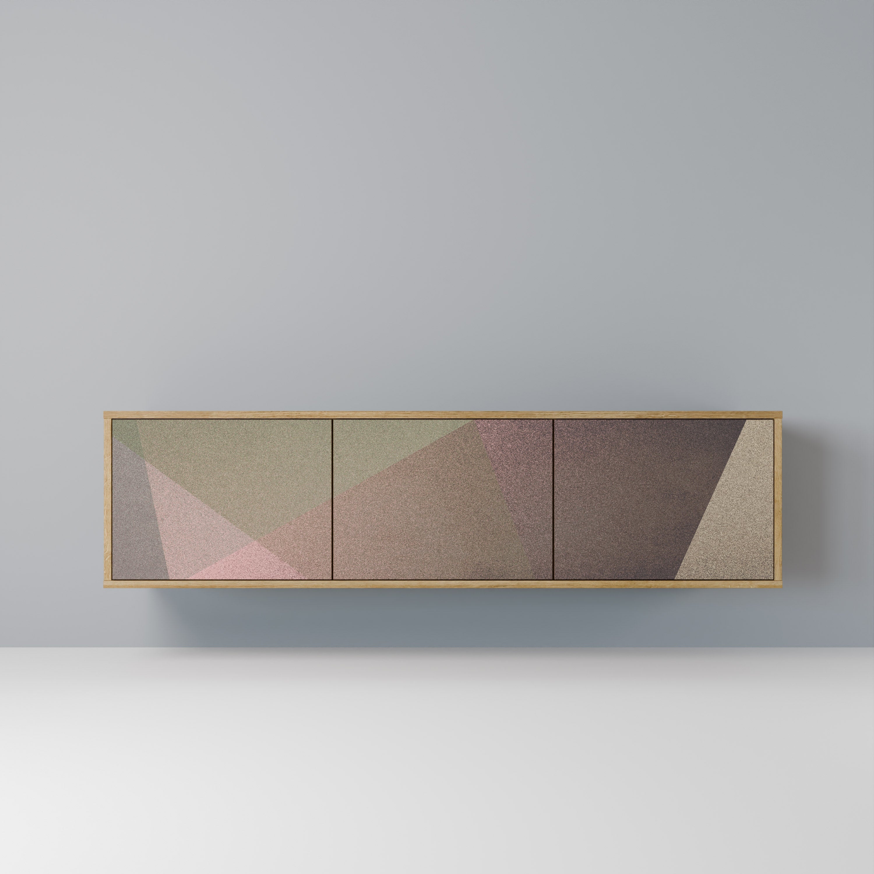 BEIGE GEOMETRY Móvel de TV com 3 Portas em Efeito Carvalho