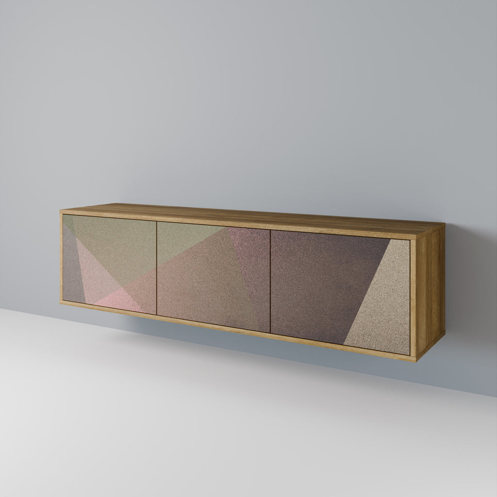 BEIGE GEOMETRY Móvel de TV com 3 Portas em Efeito Carvalho