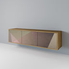 BEIGE GEOMETRY Móvel de TV com 3 Portas em Efeito Carvalho