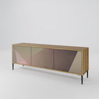 BEIGE GEOMETRY Móvel de TV com 3 Portas em Efeito Carvalho