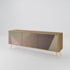 BEIGE GEOMETRY Móvel de TV com 3 Portas em Efeito Carvalho