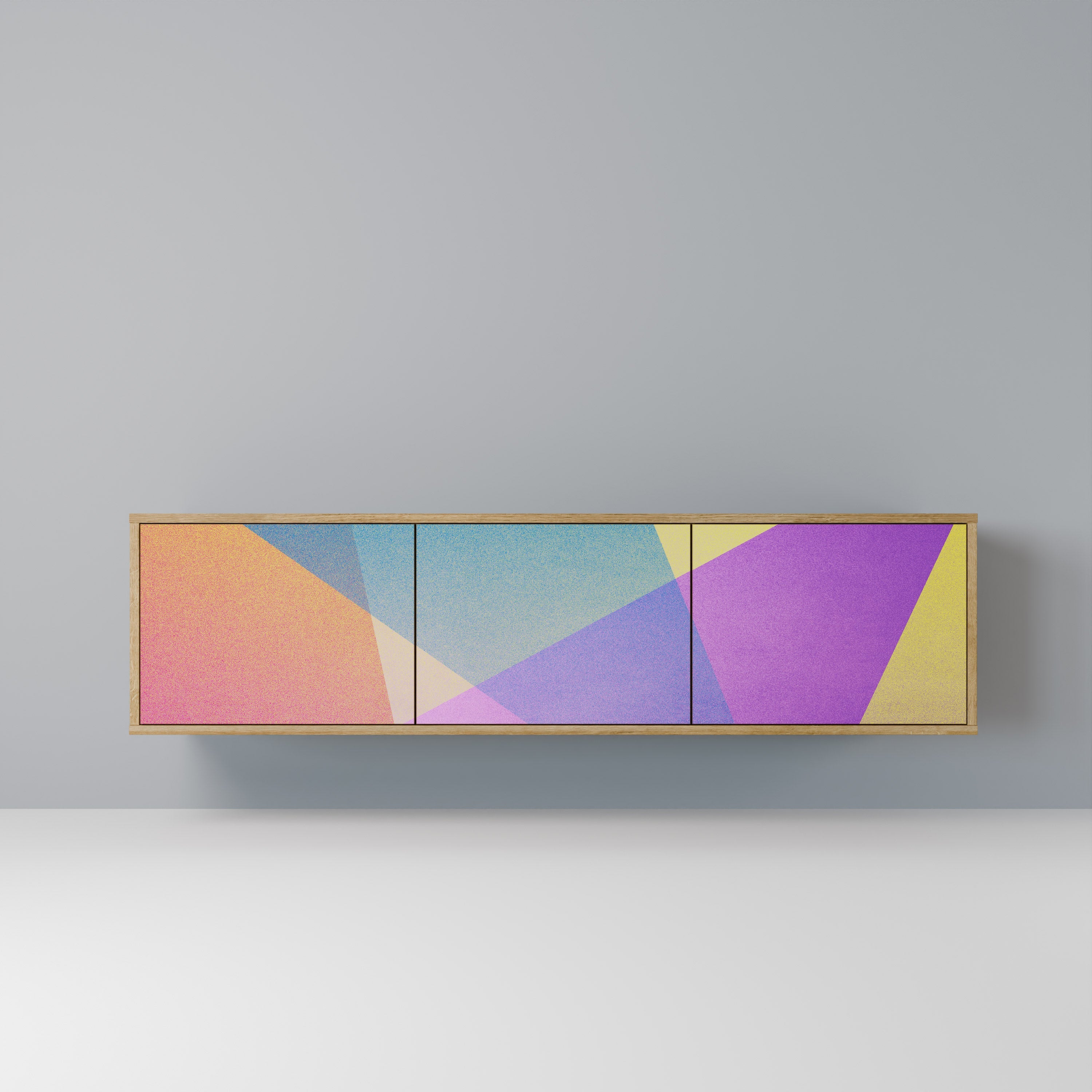 BRIGHT GEOMETRY Móvel de TV com 3 Portas em Efeito Carvalho