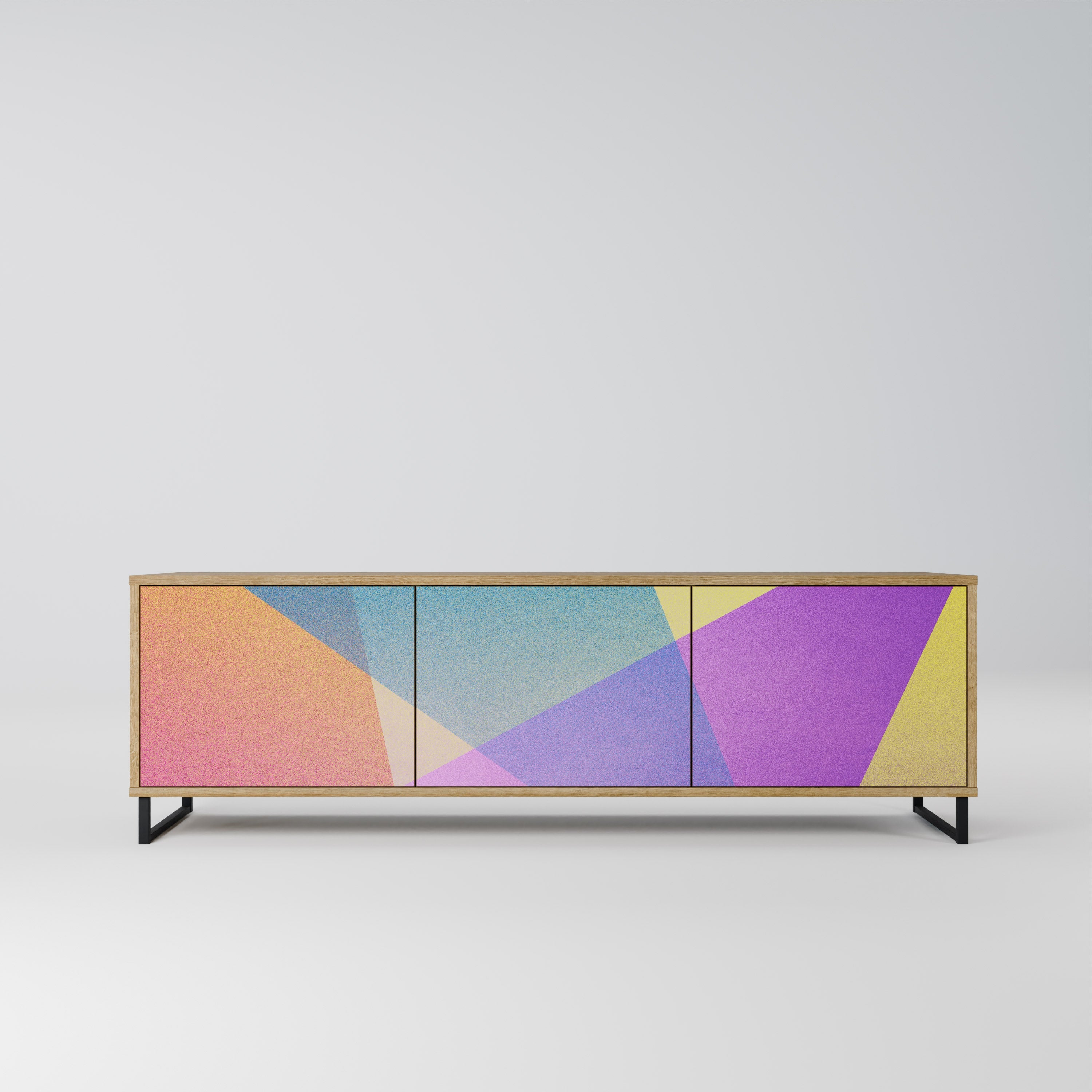 BRIGHT GEOMETRY Móvel de TV com 3 Portas em Efeito Carvalho