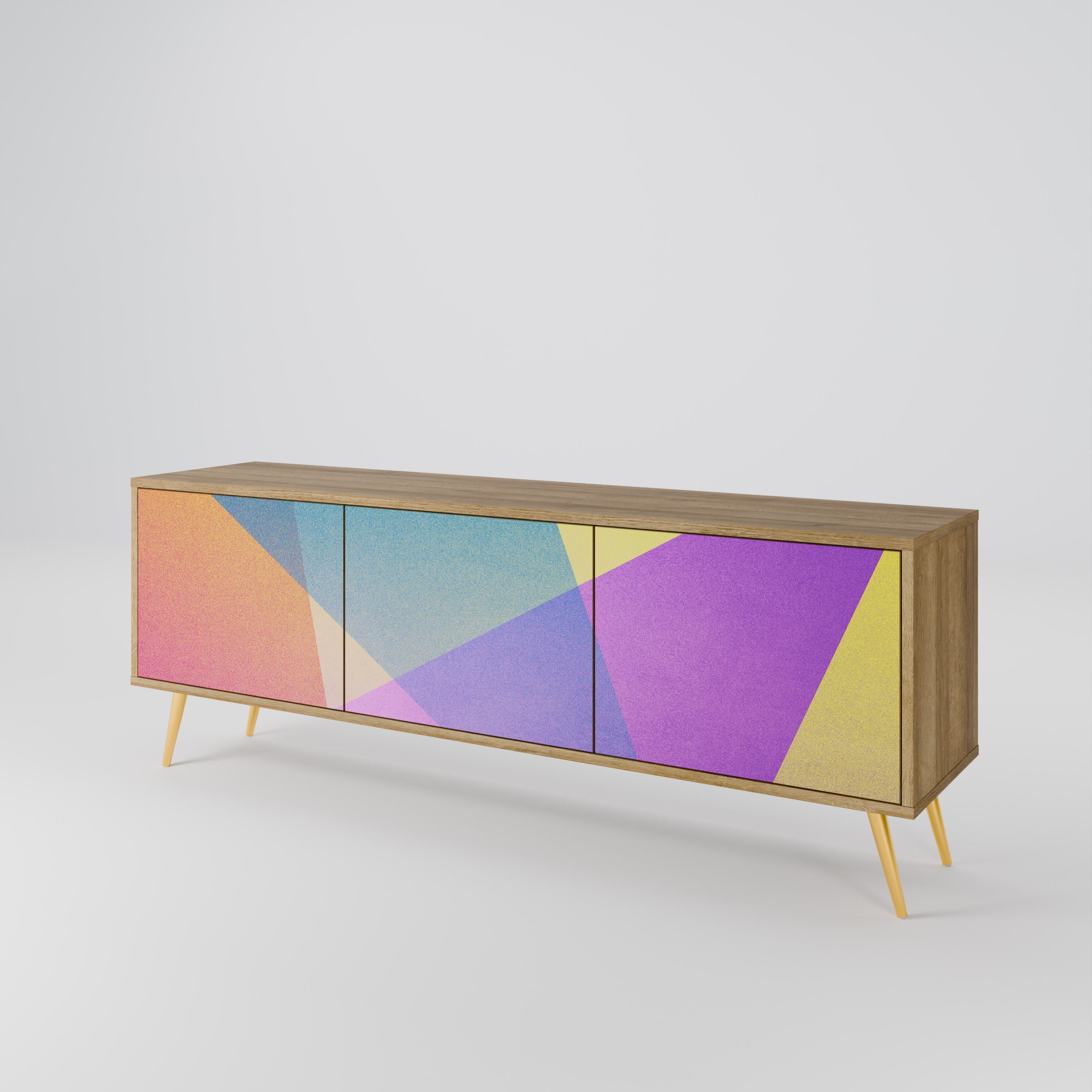 BRIGHT GEOMETRY Móvel de TV com 3 Portas em Efeito Carvalho