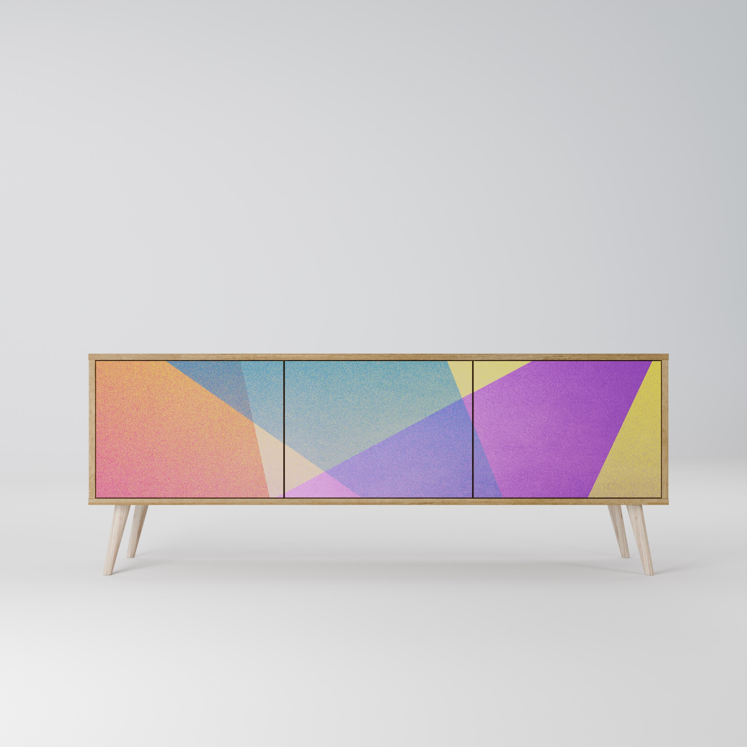 BRIGHT GEOMETRY Móvel de TV com 3 Portas em Efeito Carvalho