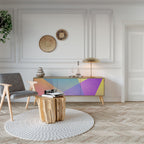 BRIGHT GEOMETRY Móvel de TV com 3 Portas em Efeito Carvalho