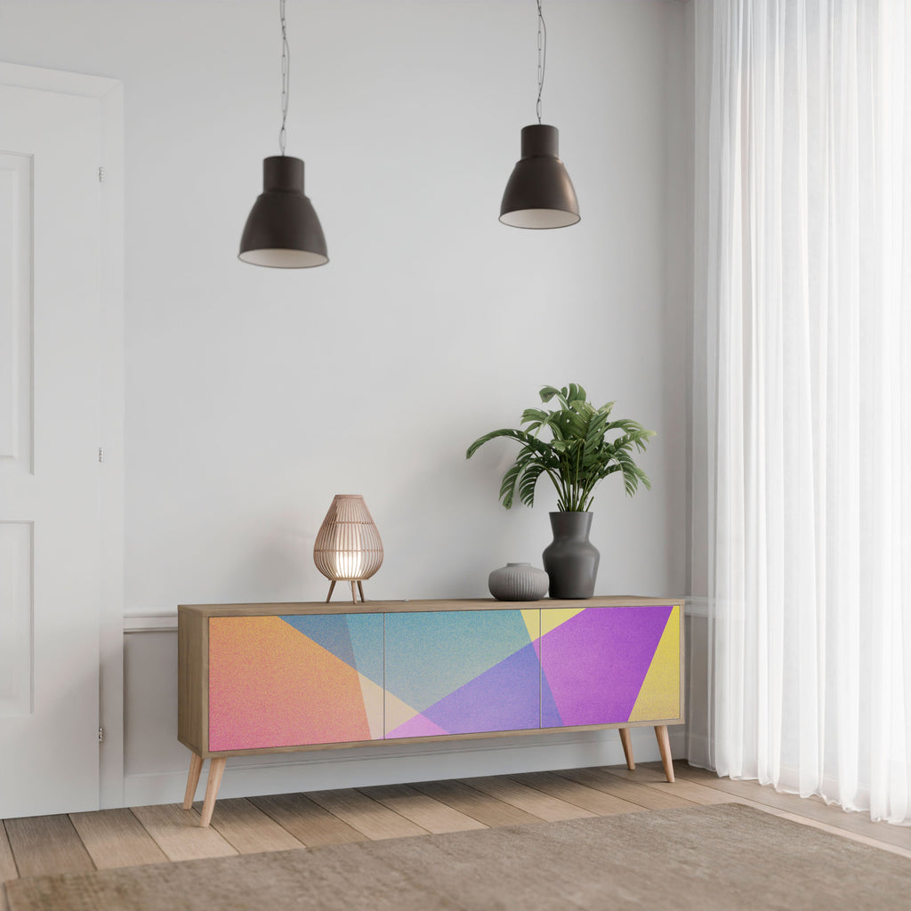 BRIGHT GEOMETRY Móvel de TV com 3 Portas em Efeito Carvalho