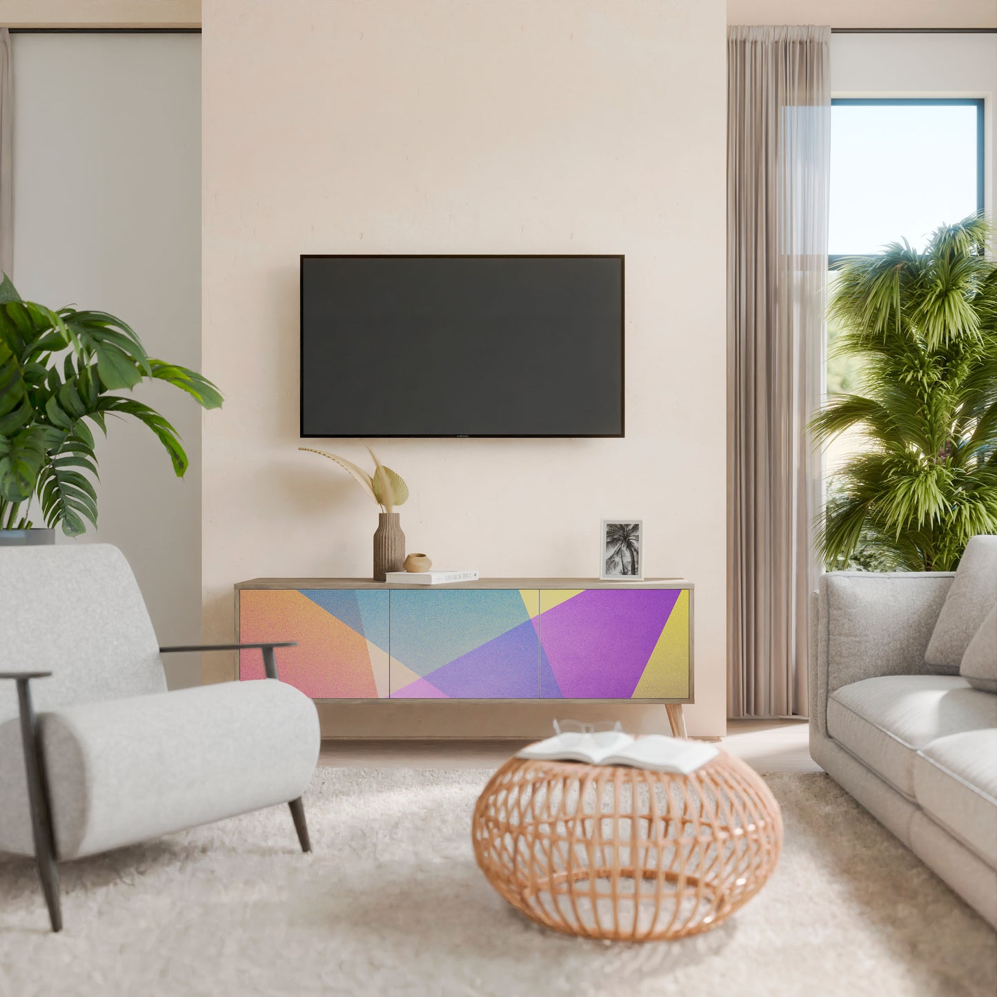 BRIGHT GEOMETRY Móvel de TV de 3 Portas