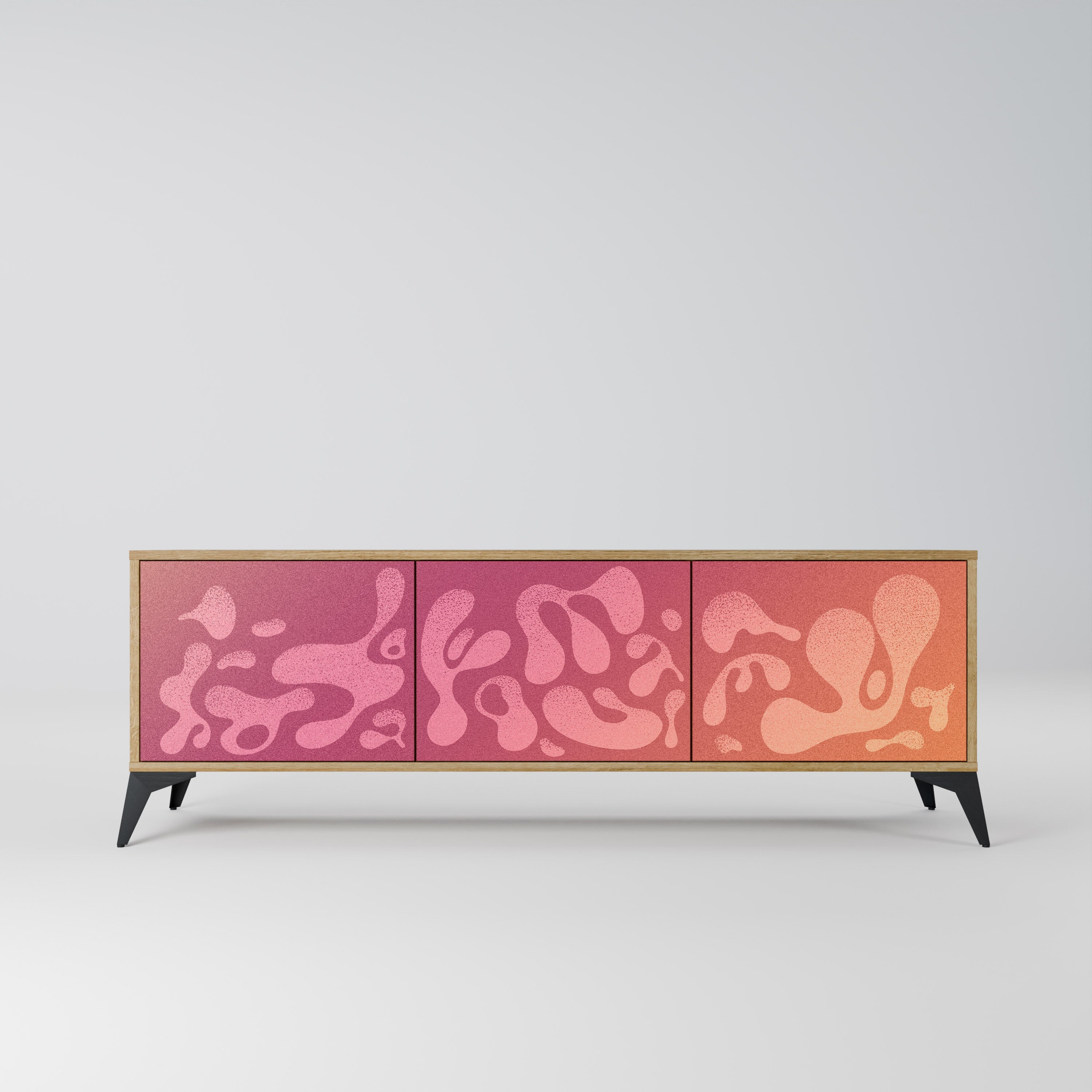 IRREGULAR PINK Móvel de TV com 3 Portas em Efeito Carvalho