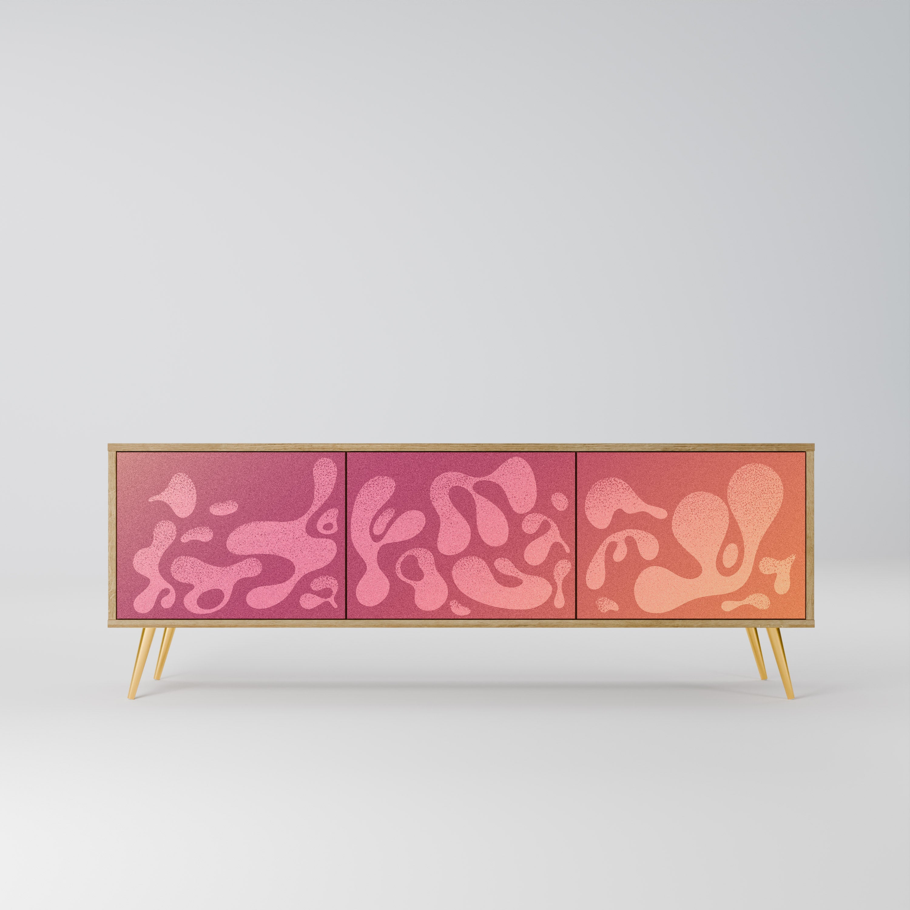 IRREGULAR PINK Móvel de TV com 3 Portas em Efeito Carvalho