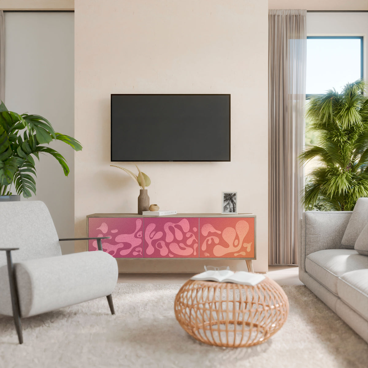 IRREGULAR PINK Móvel de TV de 3 Portas