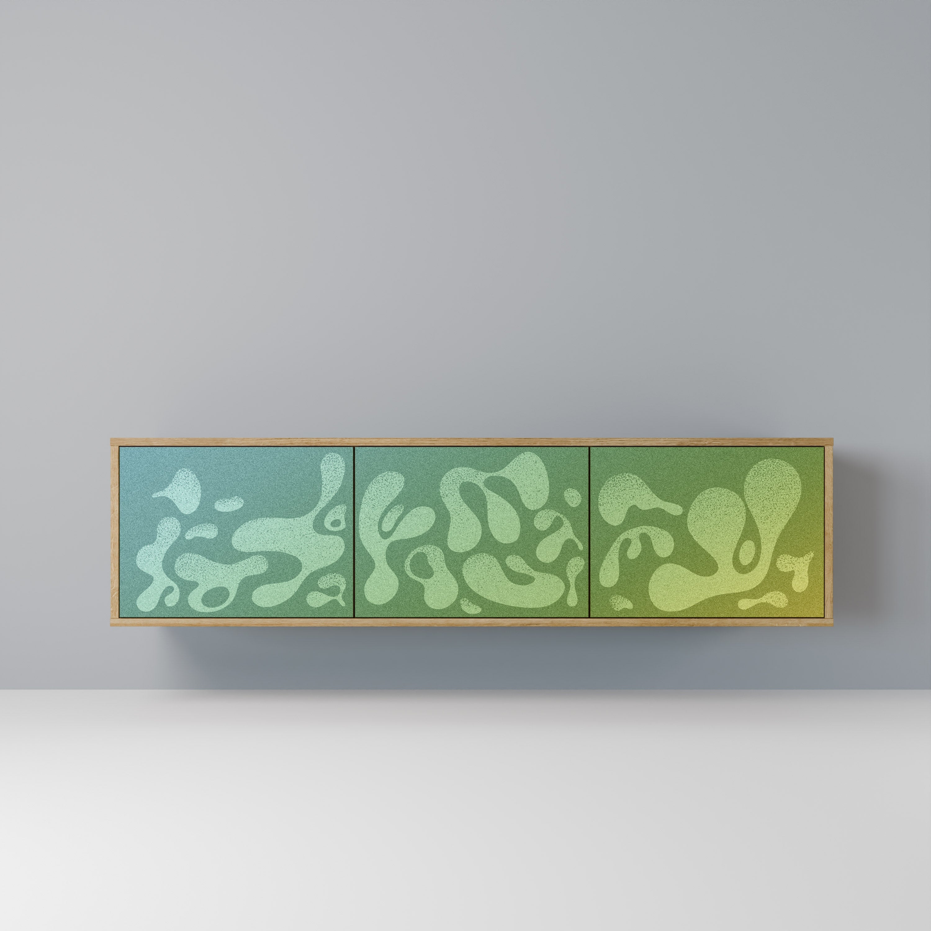 IRREGULAR BLUE Móvel de TV com 3 Portas em Efeito Carvalho