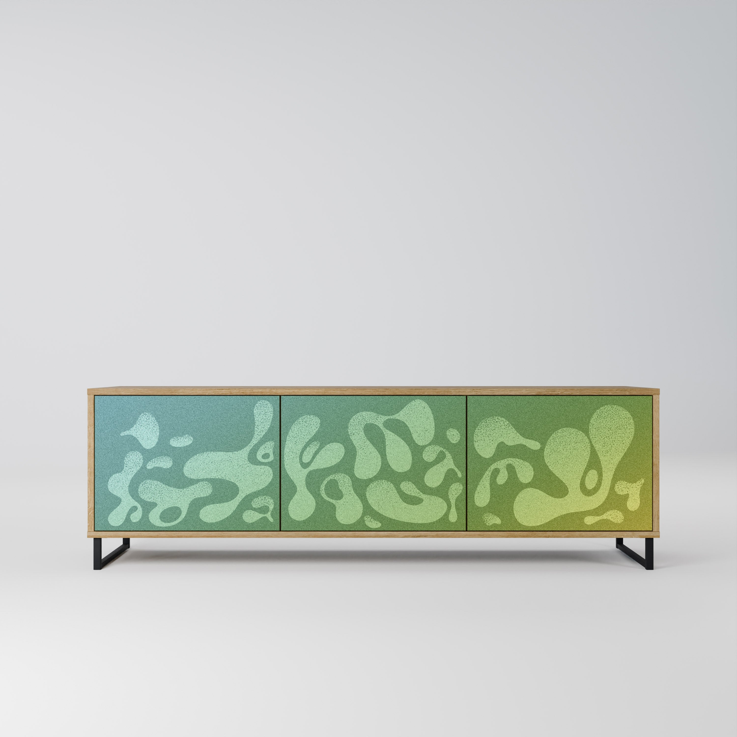 IRREGULAR BLUE Móvel de TV com 3 Portas em Efeito Carvalho