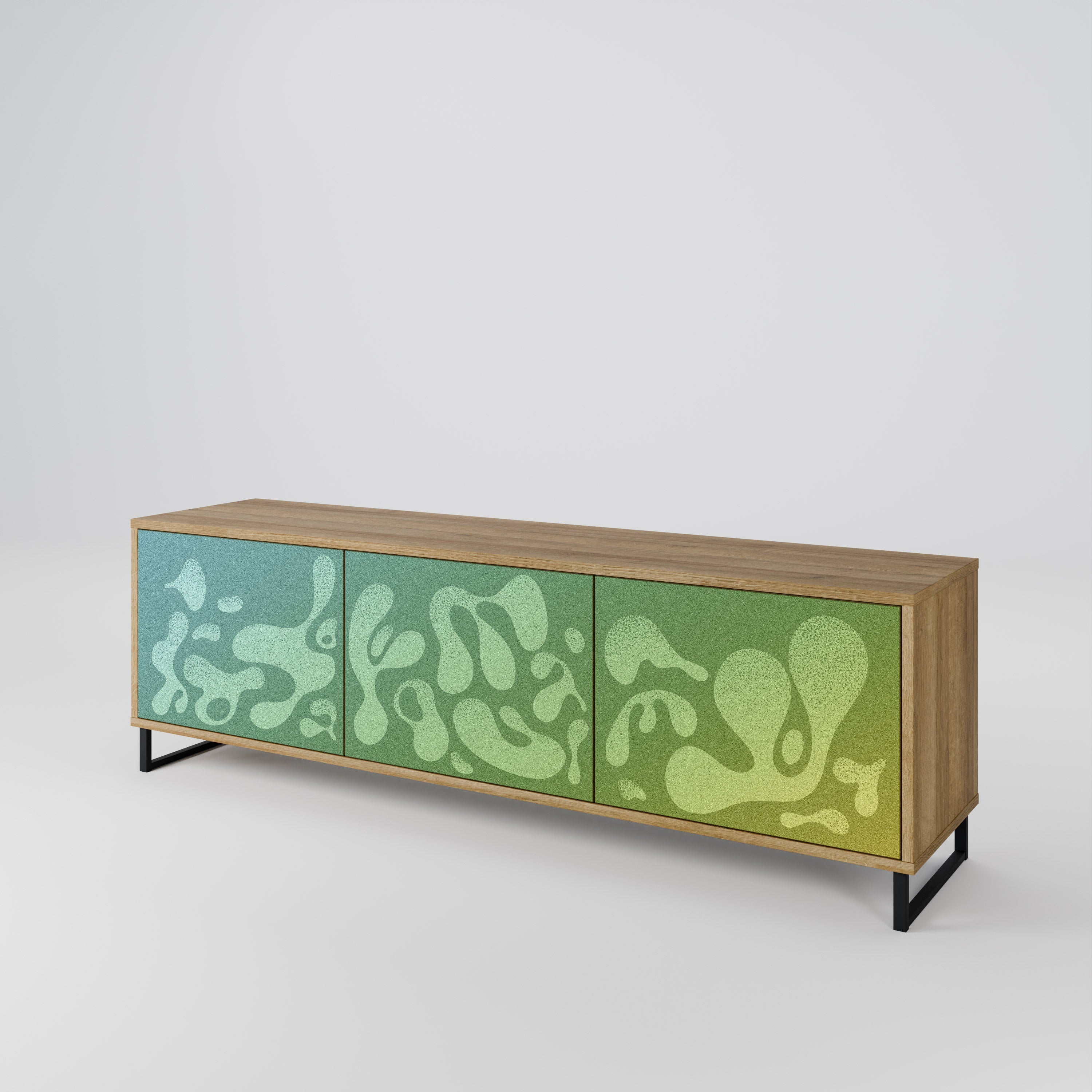 IRREGULAR BLUE Móvel de TV com 3 Portas em Efeito Carvalho