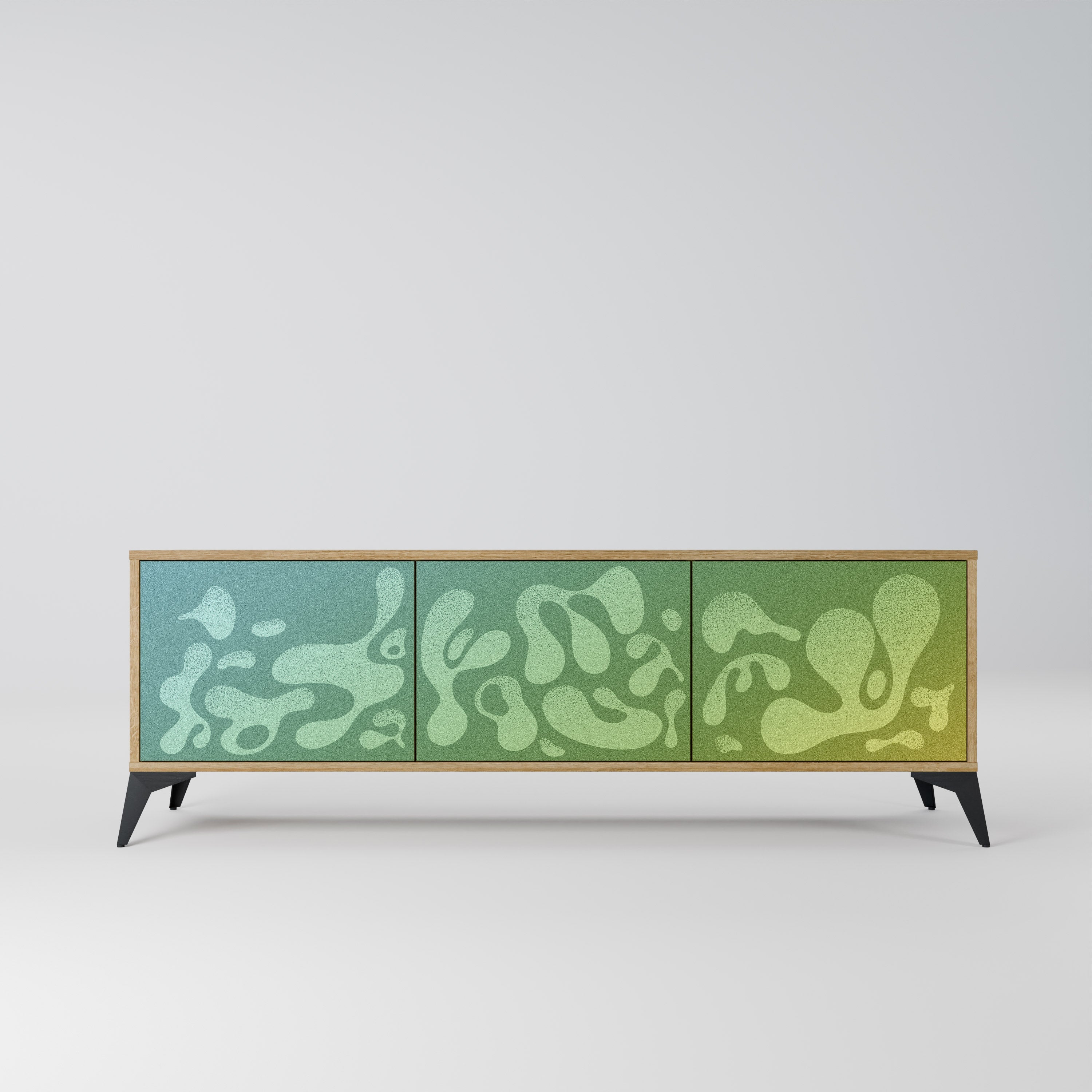 IRREGULAR BLUE Móvel de TV com 3 Portas em Efeito Carvalho