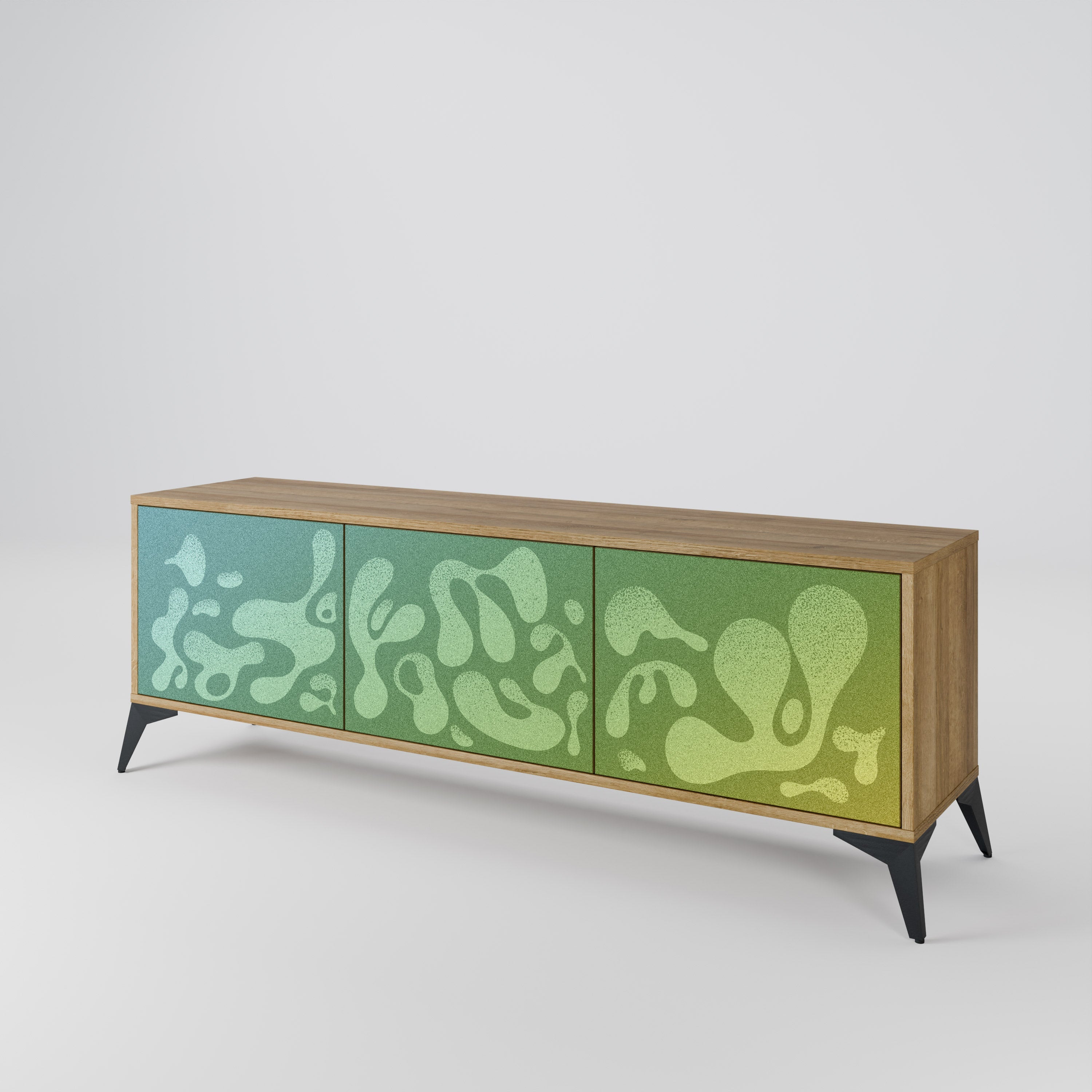 IRREGULAR BLUE Móvel de TV com 3 Portas em Efeito Carvalho