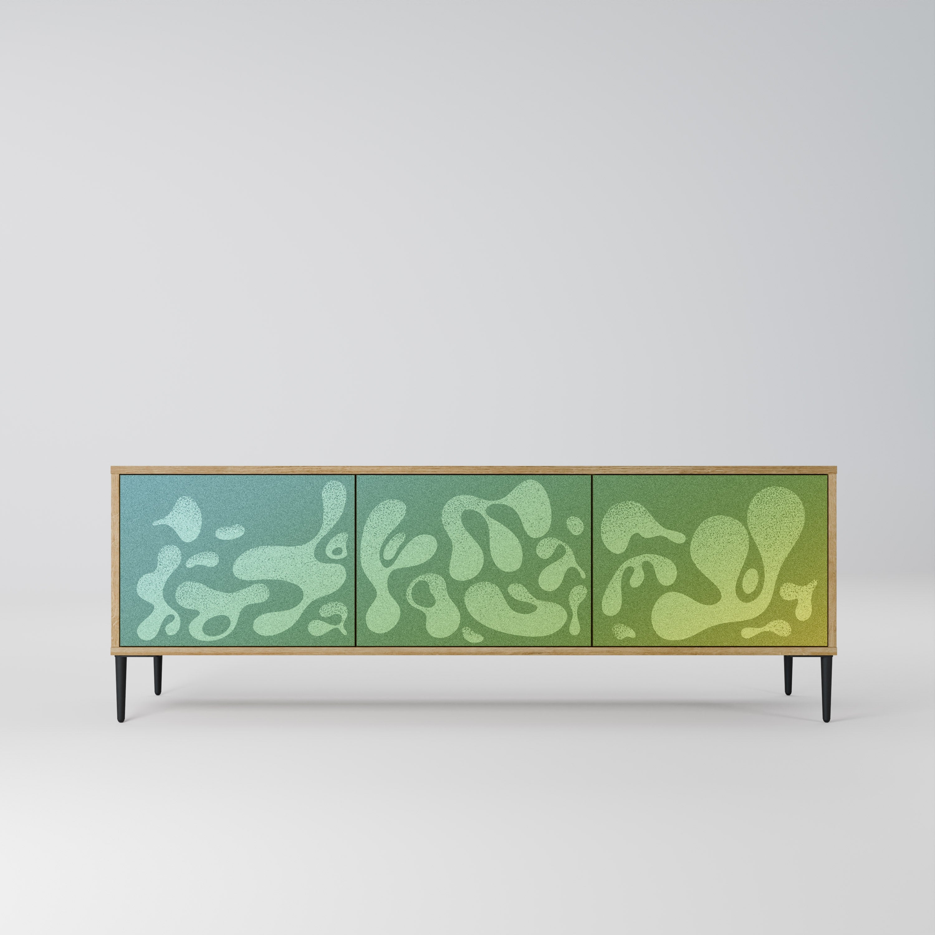 IRREGULAR BLUE Móvel de TV com 3 Portas em Efeito Carvalho