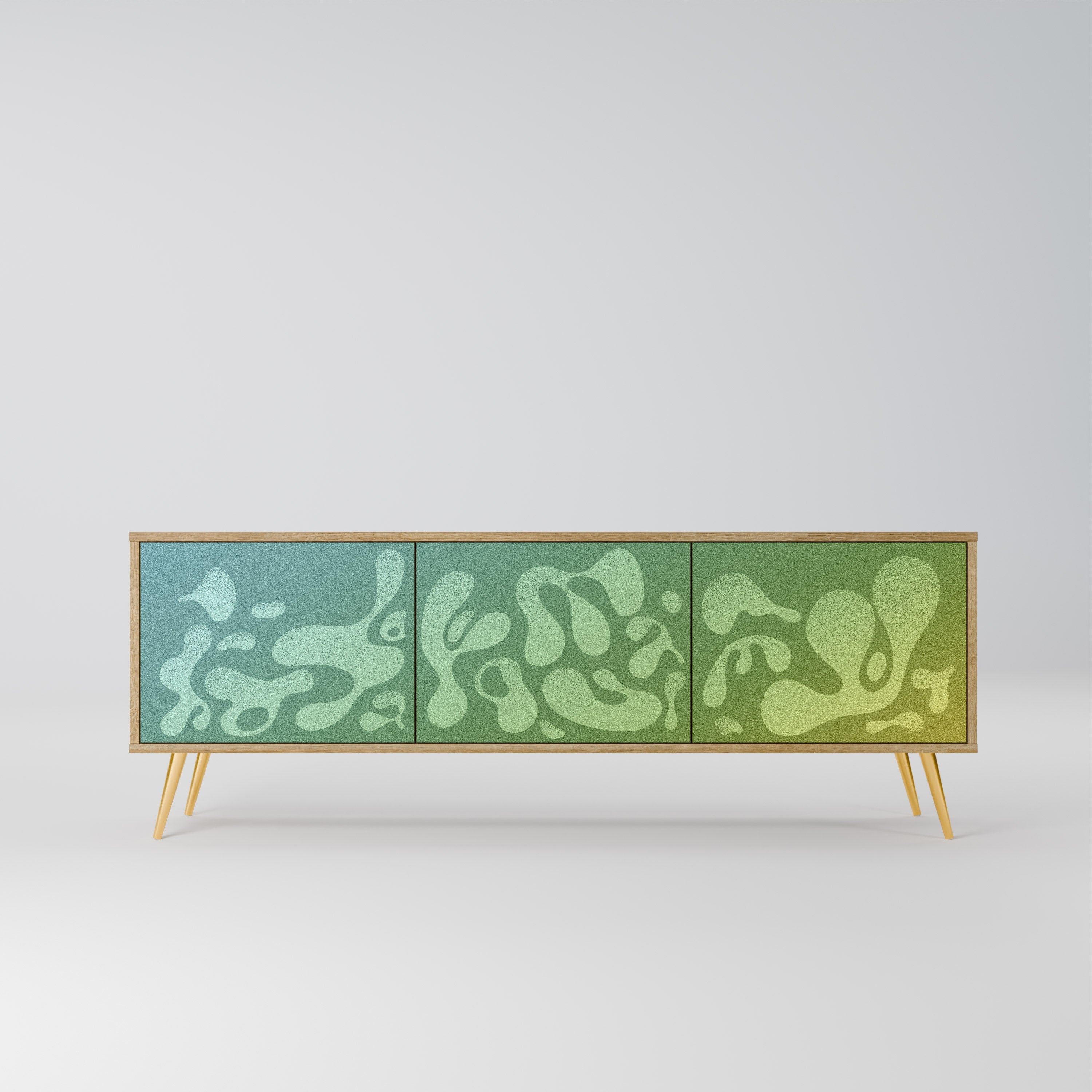 IRREGULAR BLUE Móvel de TV com 3 Portas em Efeito Carvalho