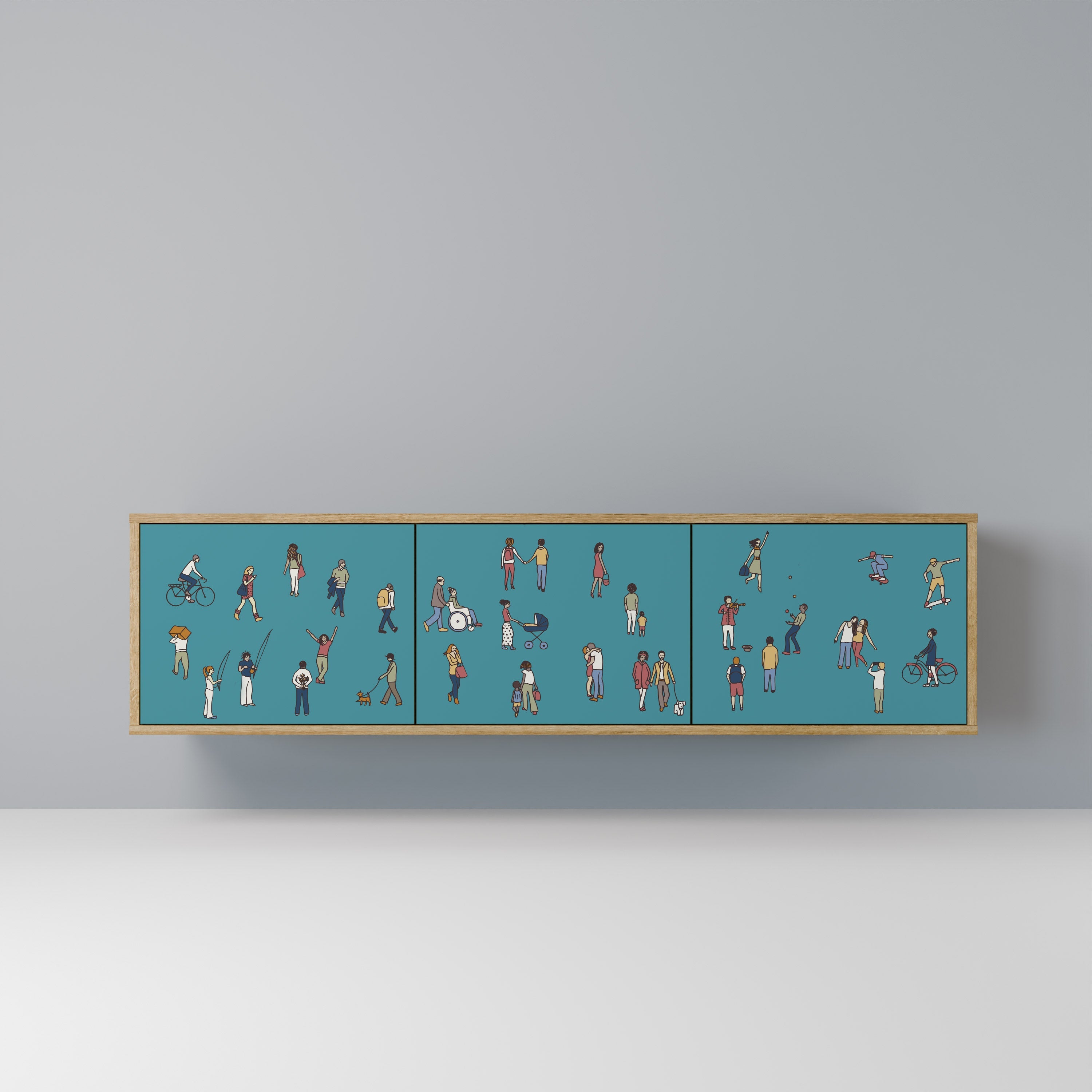 COLLECTIVE STREAM Móvel de TV com 3 Portas em Efeito Carvalho