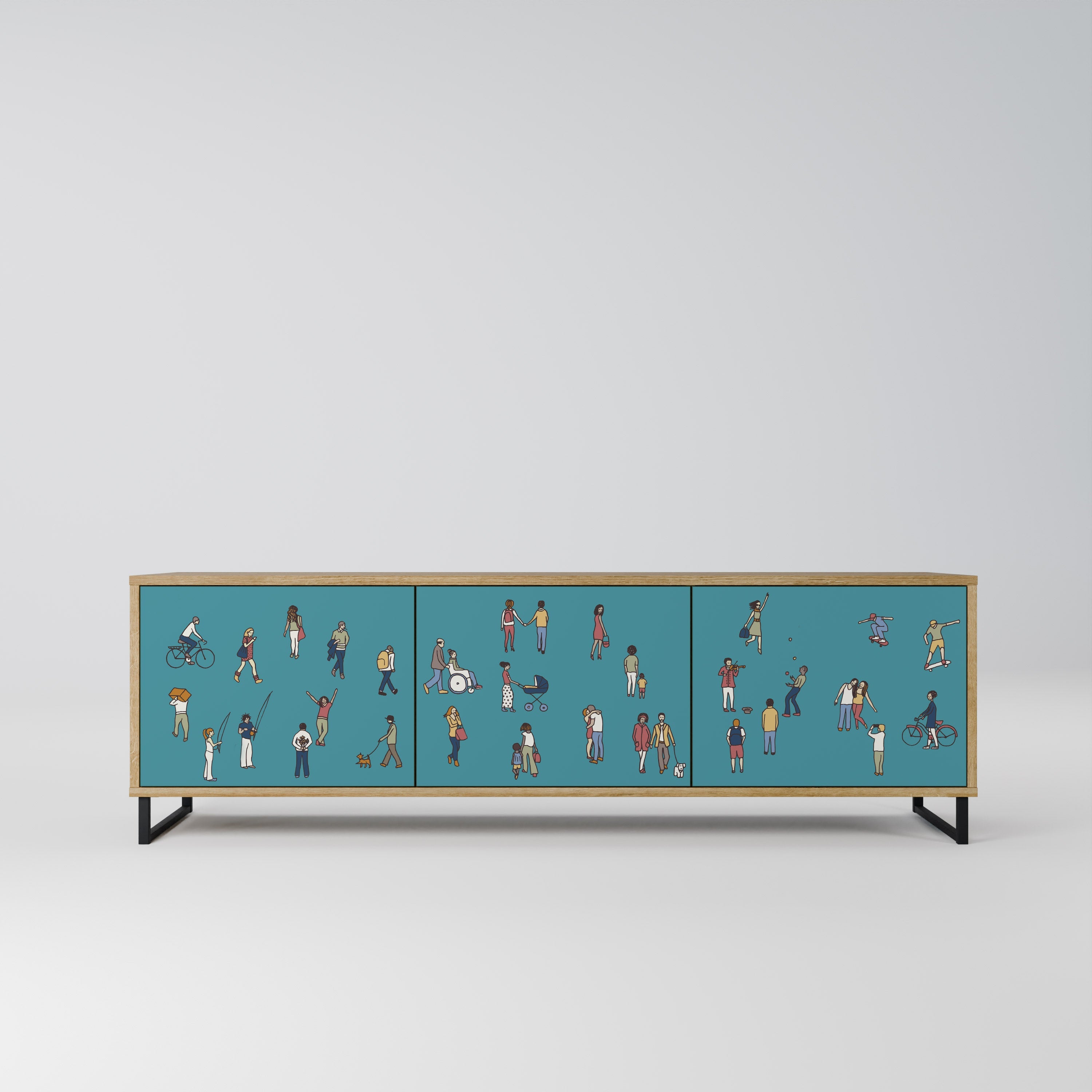 COLLECTIVE STREAM Móvel de TV com 3 Portas em Efeito Carvalho